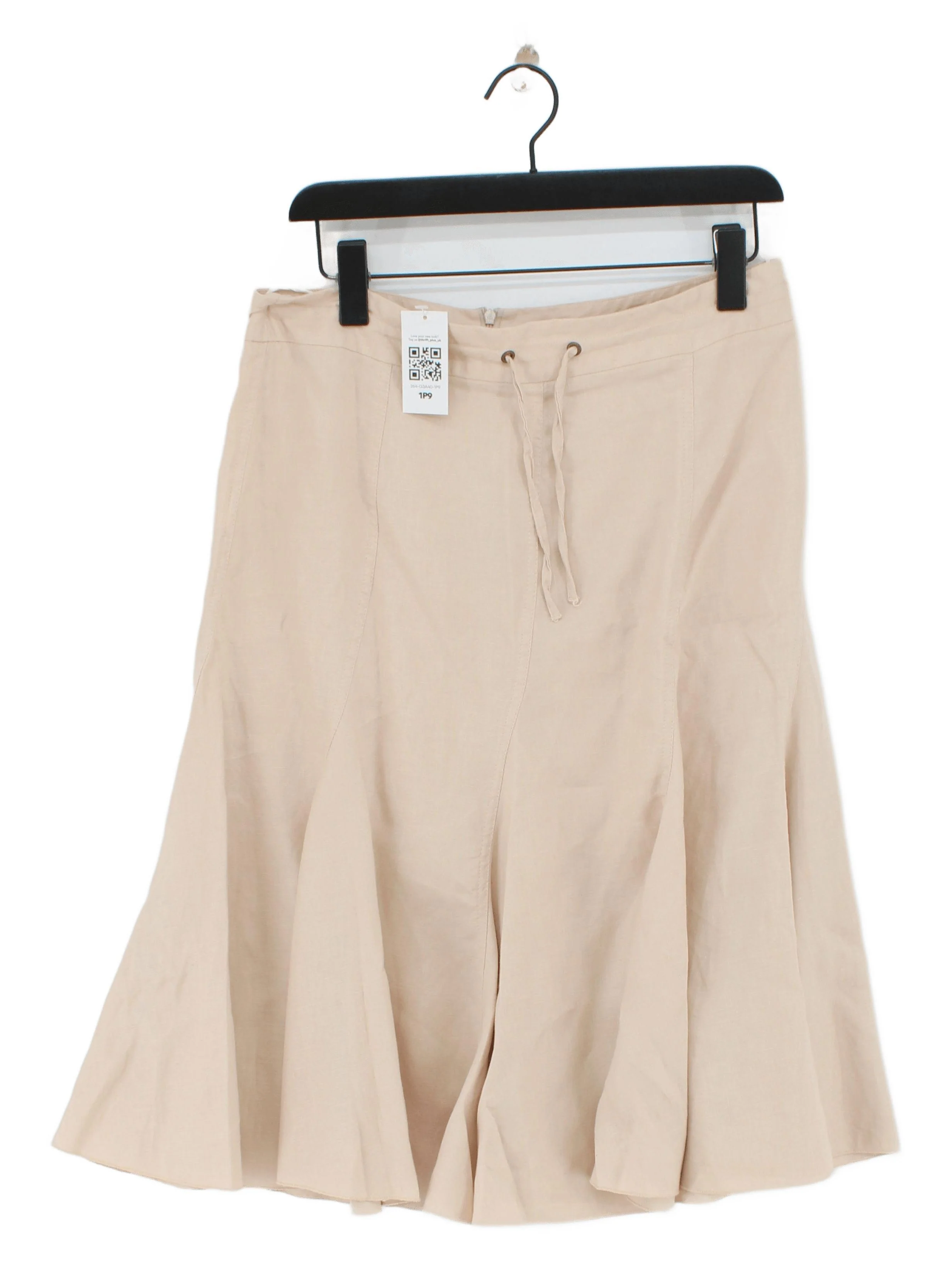 Gerard Darel Women's Midi Skirt UK 14 Cream 100% Linen Midi A-Line