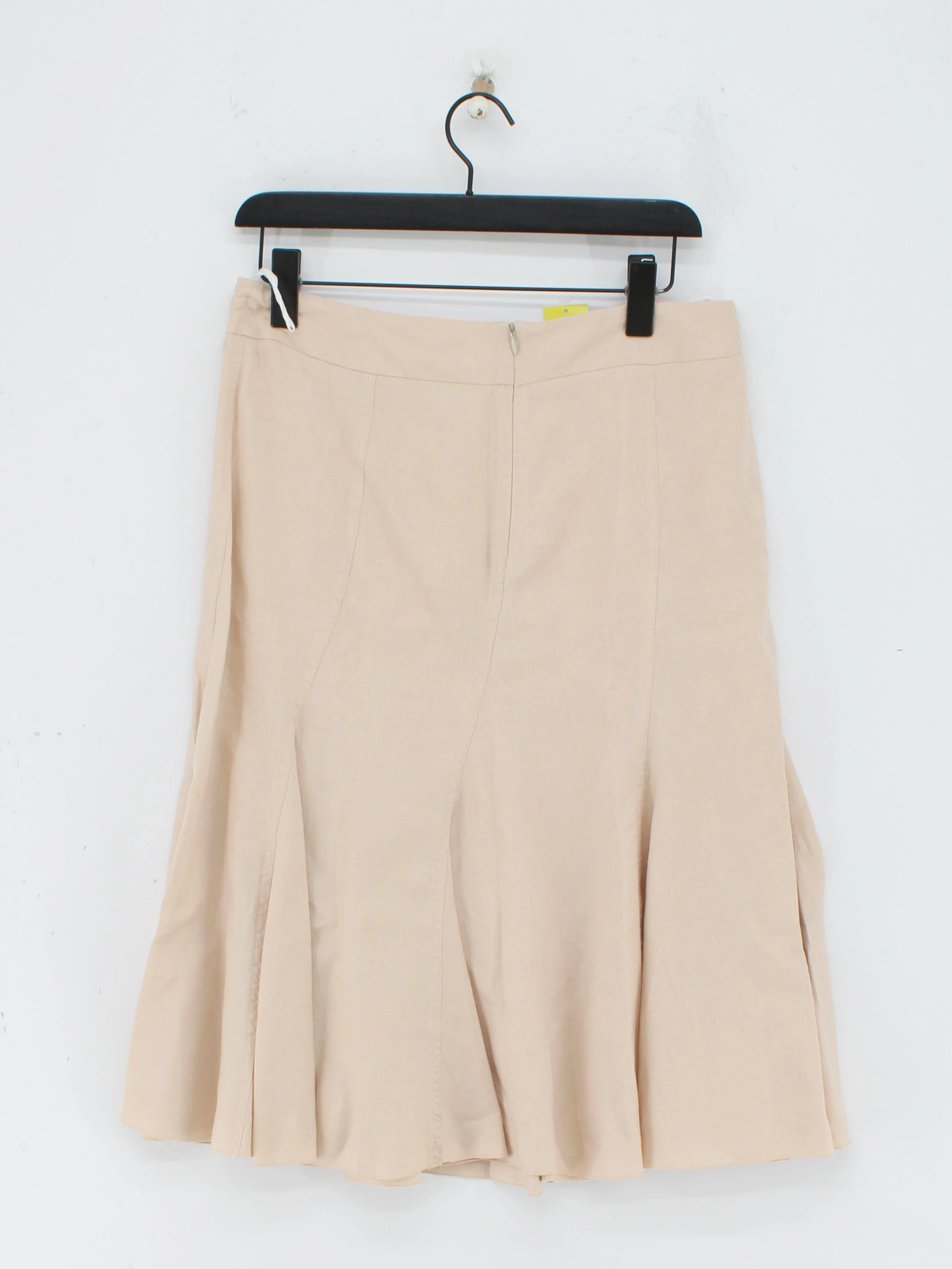 Gerard Darel Women's Midi Skirt UK 14 Cream 100% Linen Midi A-Line - Image 2