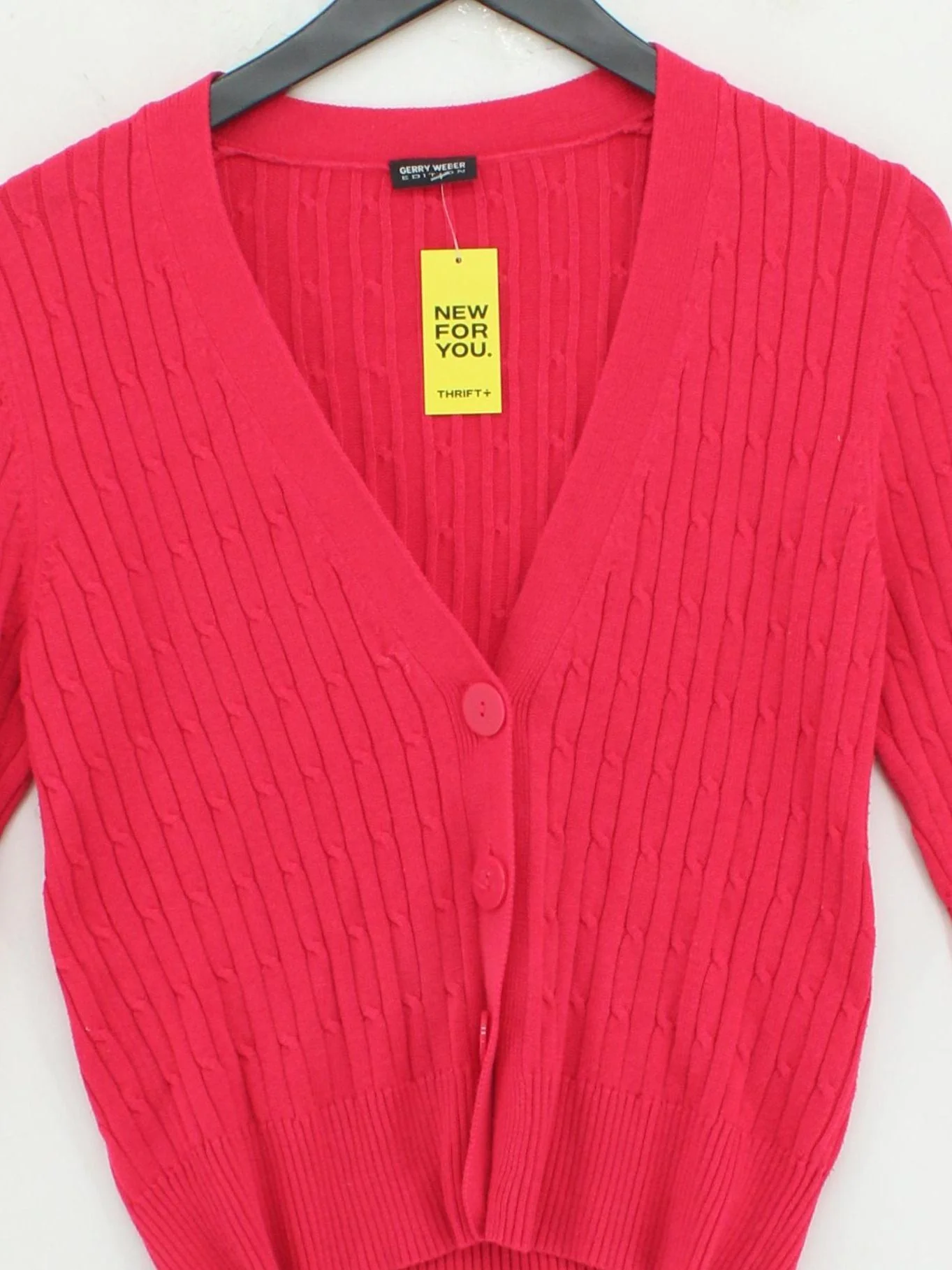 Gerry Weber Women's Cardigan UK 10 Red 100% Wool V-Neck Cardigan - Image 3