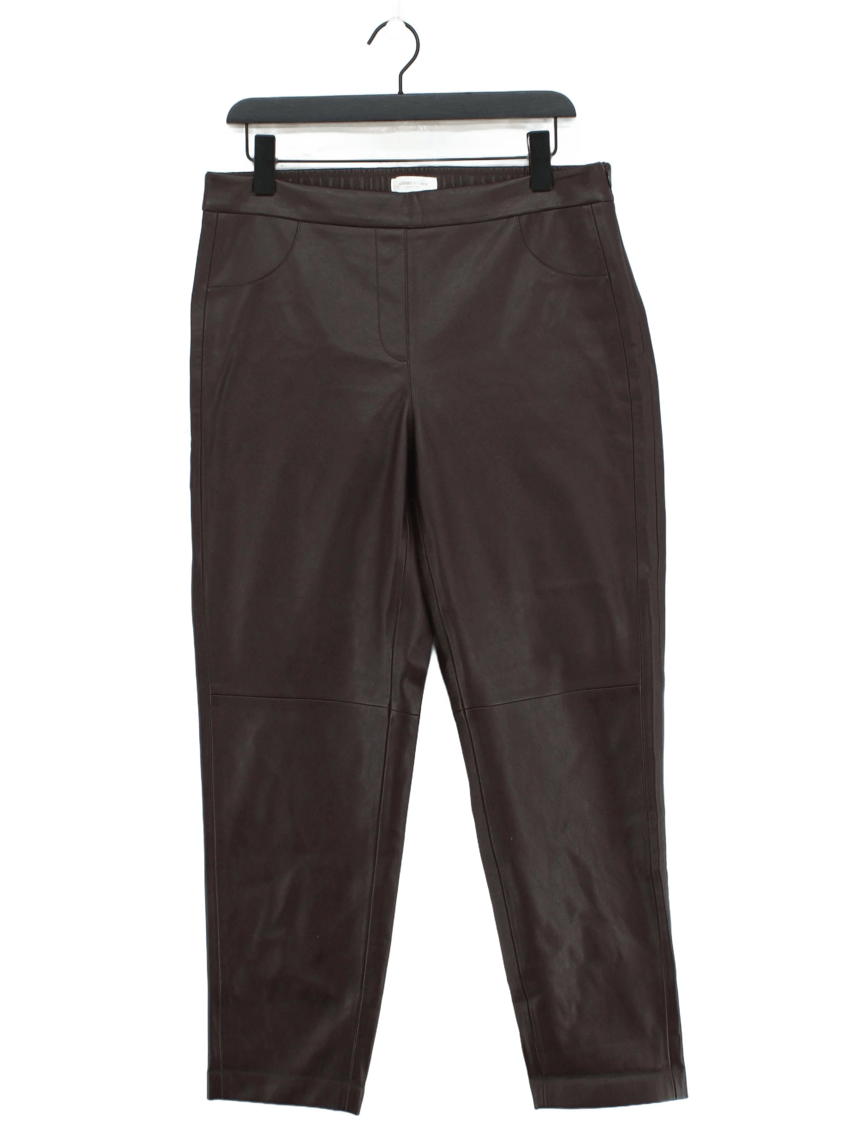 Gerry Weber Women's Trousers W 32 in Brown 100% Faux Leather Tapered Cropped