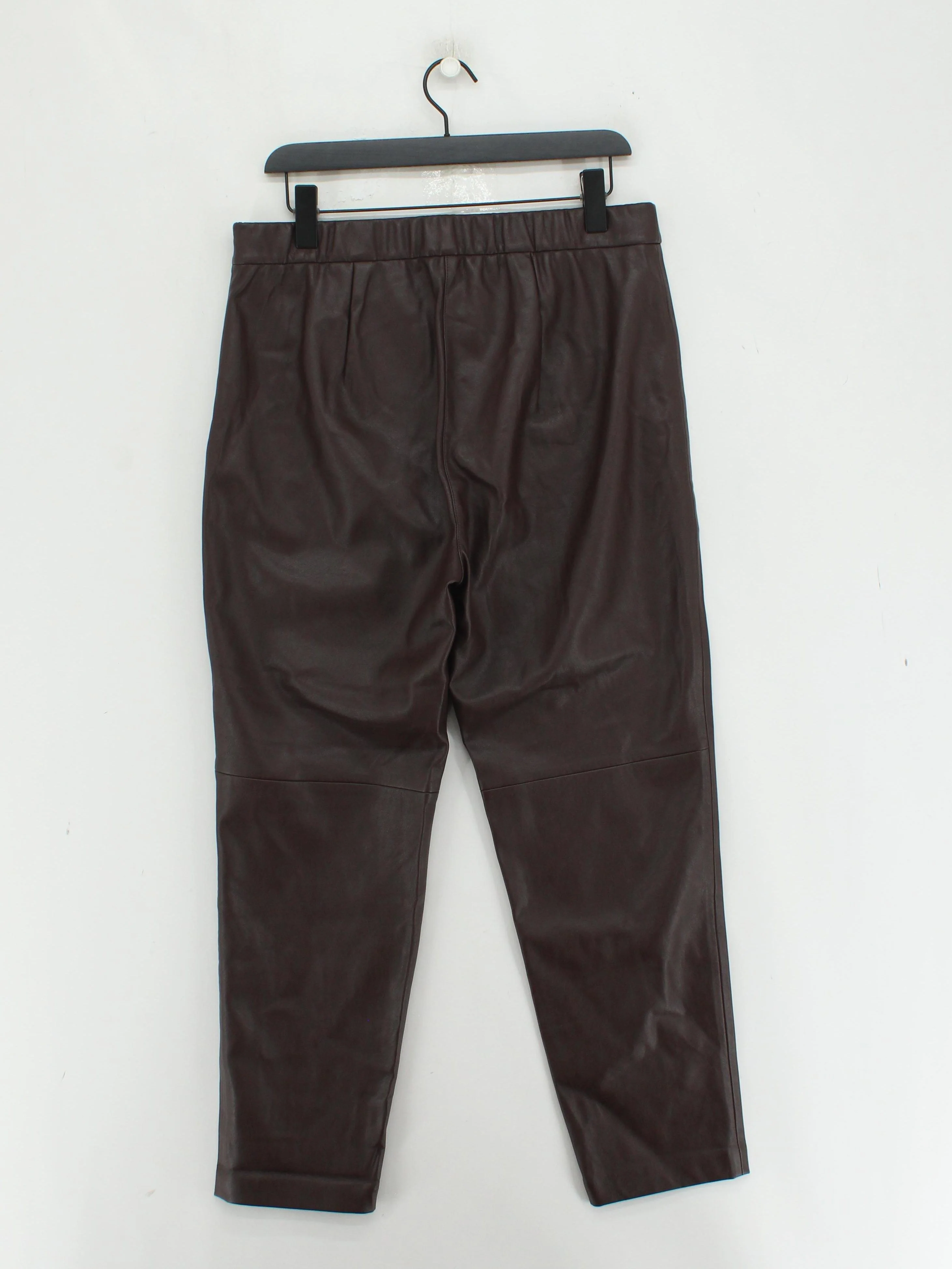 Gerry Weber Women's Trousers W 32 in Brown 100% Faux Leather Tapered Cropped - Image 2