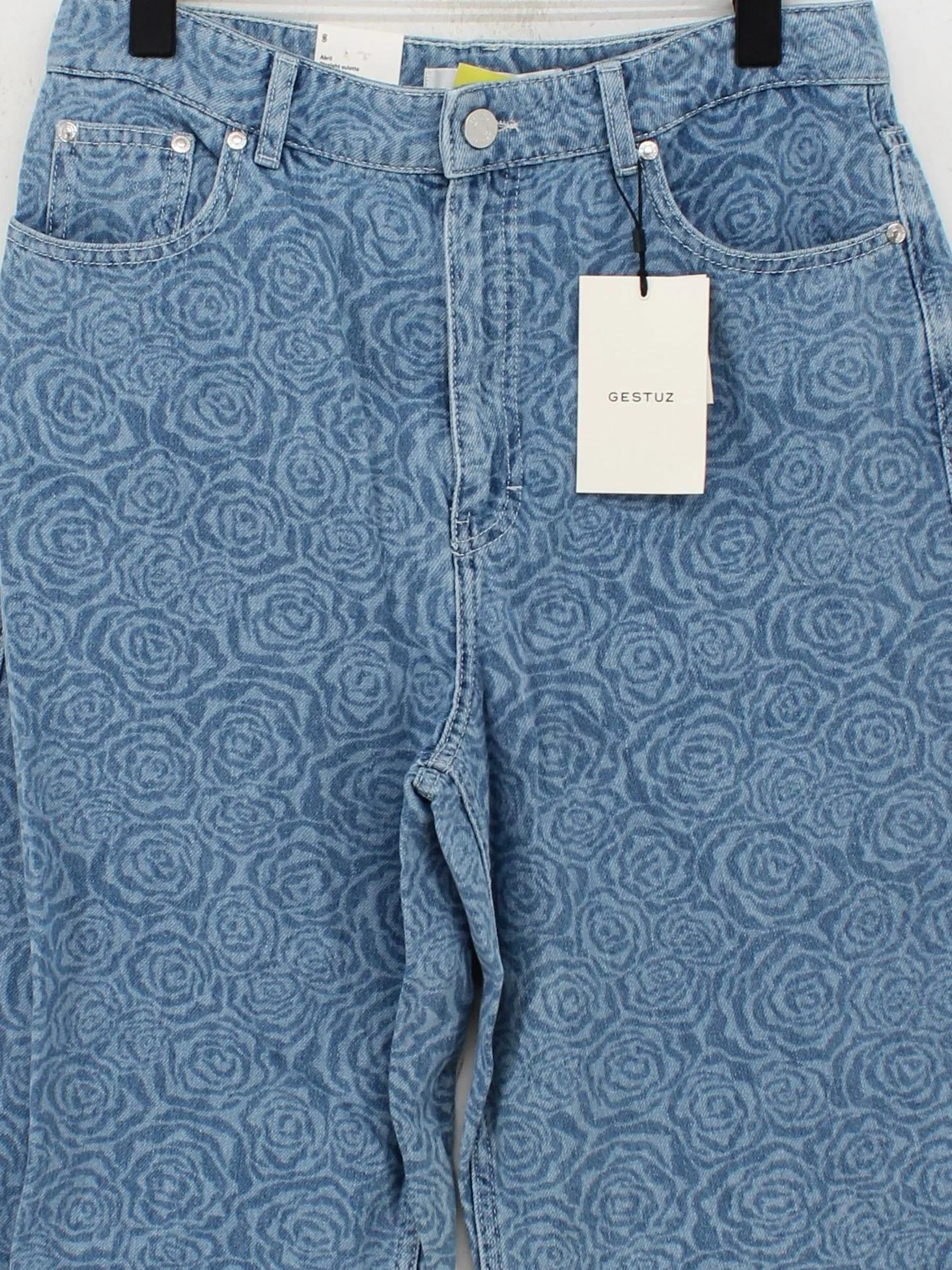 Gestuz Women's Jeans W 30 in Blue Floral 100% Cotton Wide-Leg - Image 3