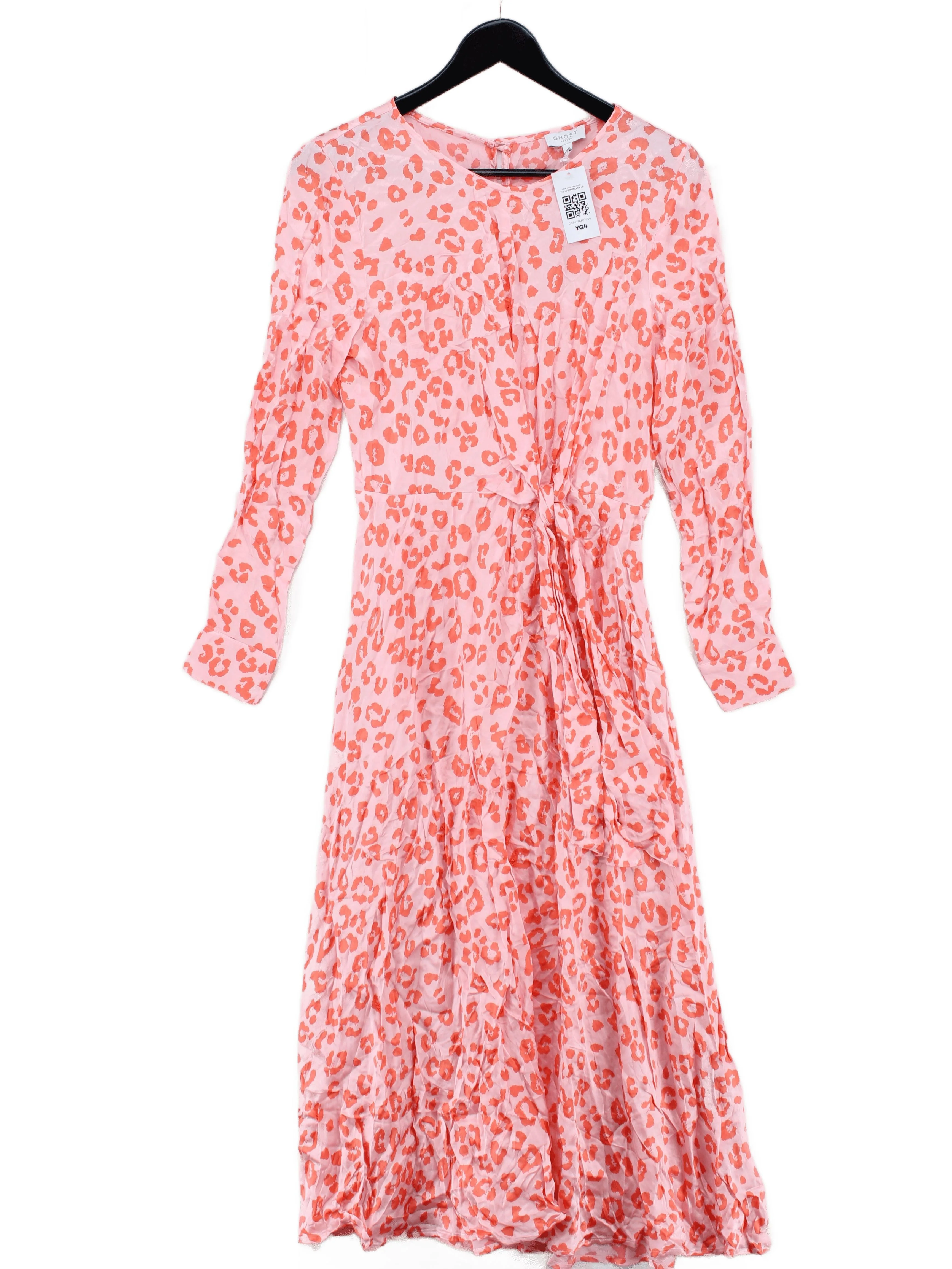 Ghost London Wrap Midi Dress S in Pink