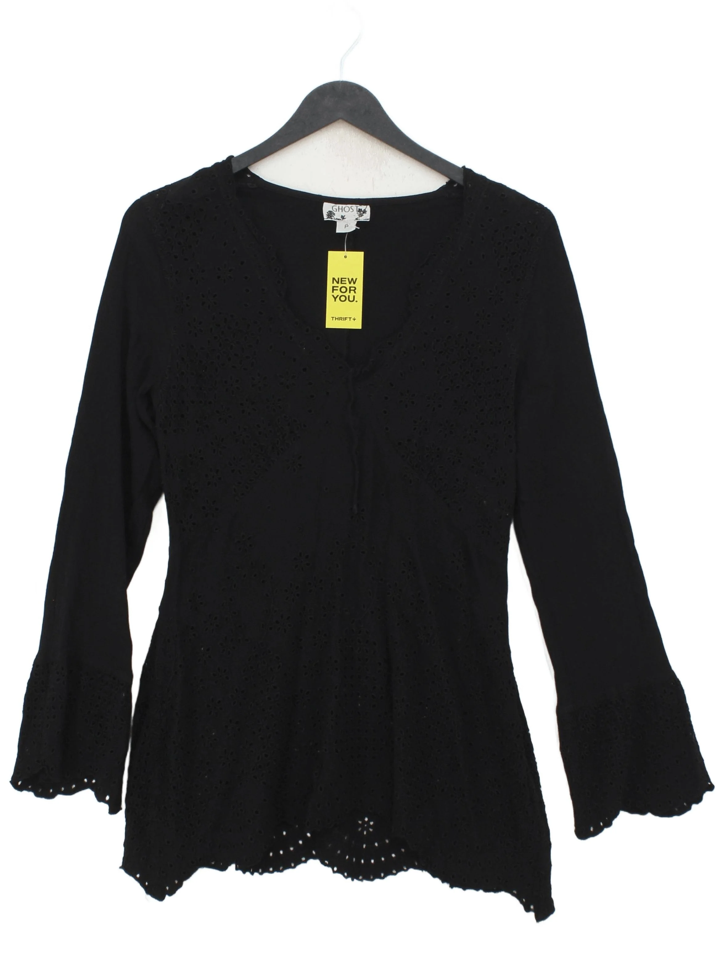 Ghost Women's Top S Black 100% Viscose Long Sleeve V-Neck Tunic