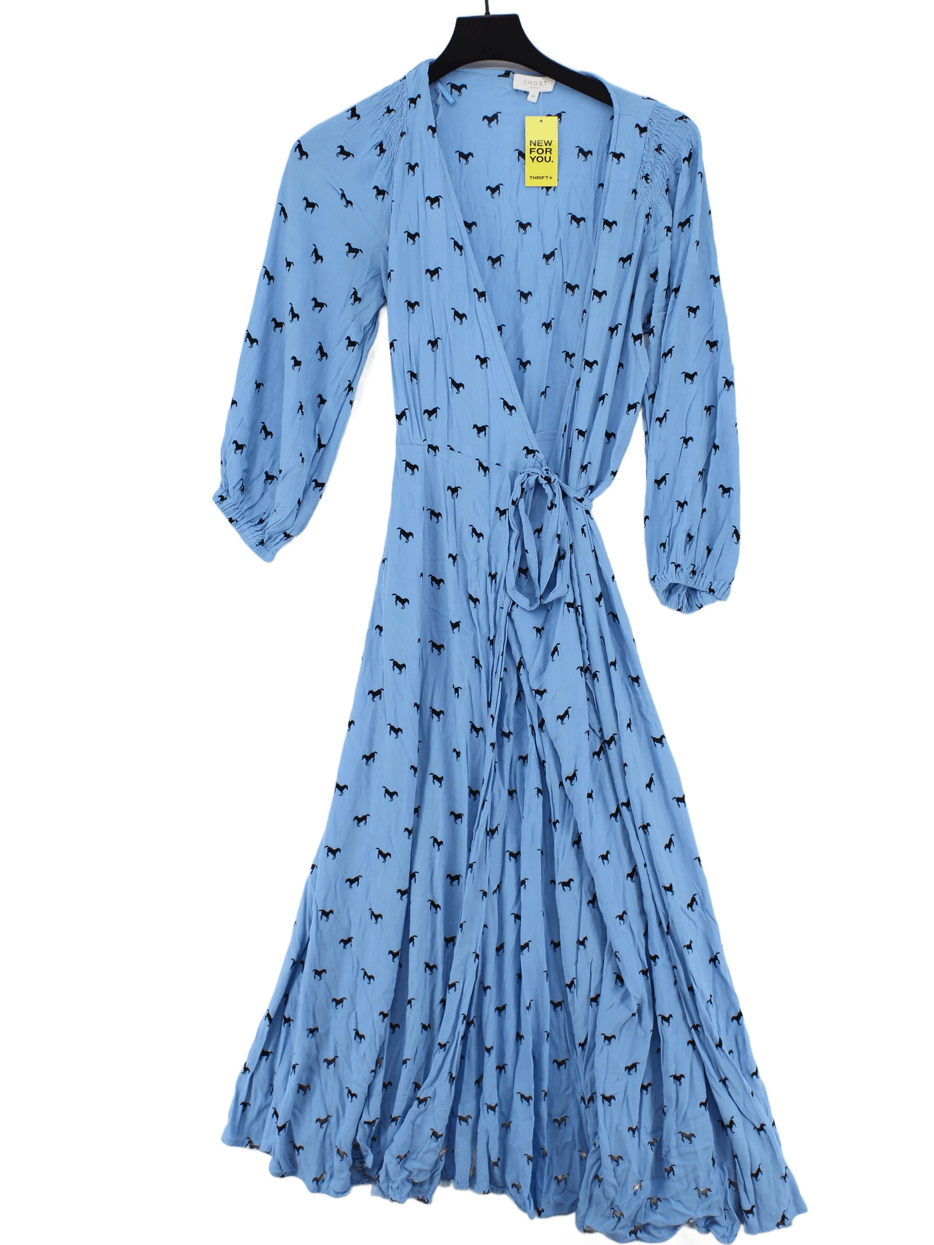 Ghost Wrap Maxi Dress M in Blue