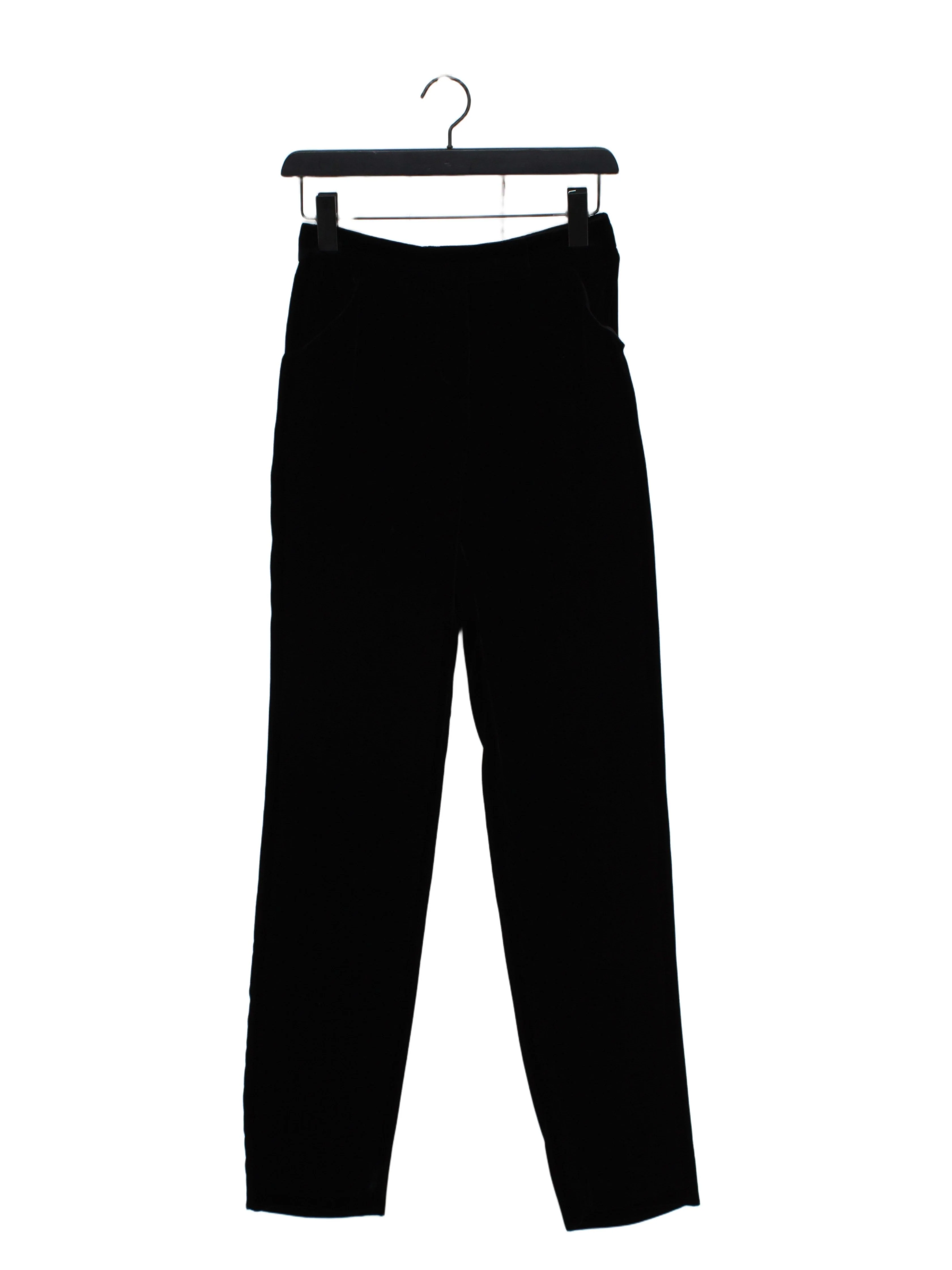 Giorgio Armani Women's Trousers UK 10 Black Viscose with Silk Tapered Chino
