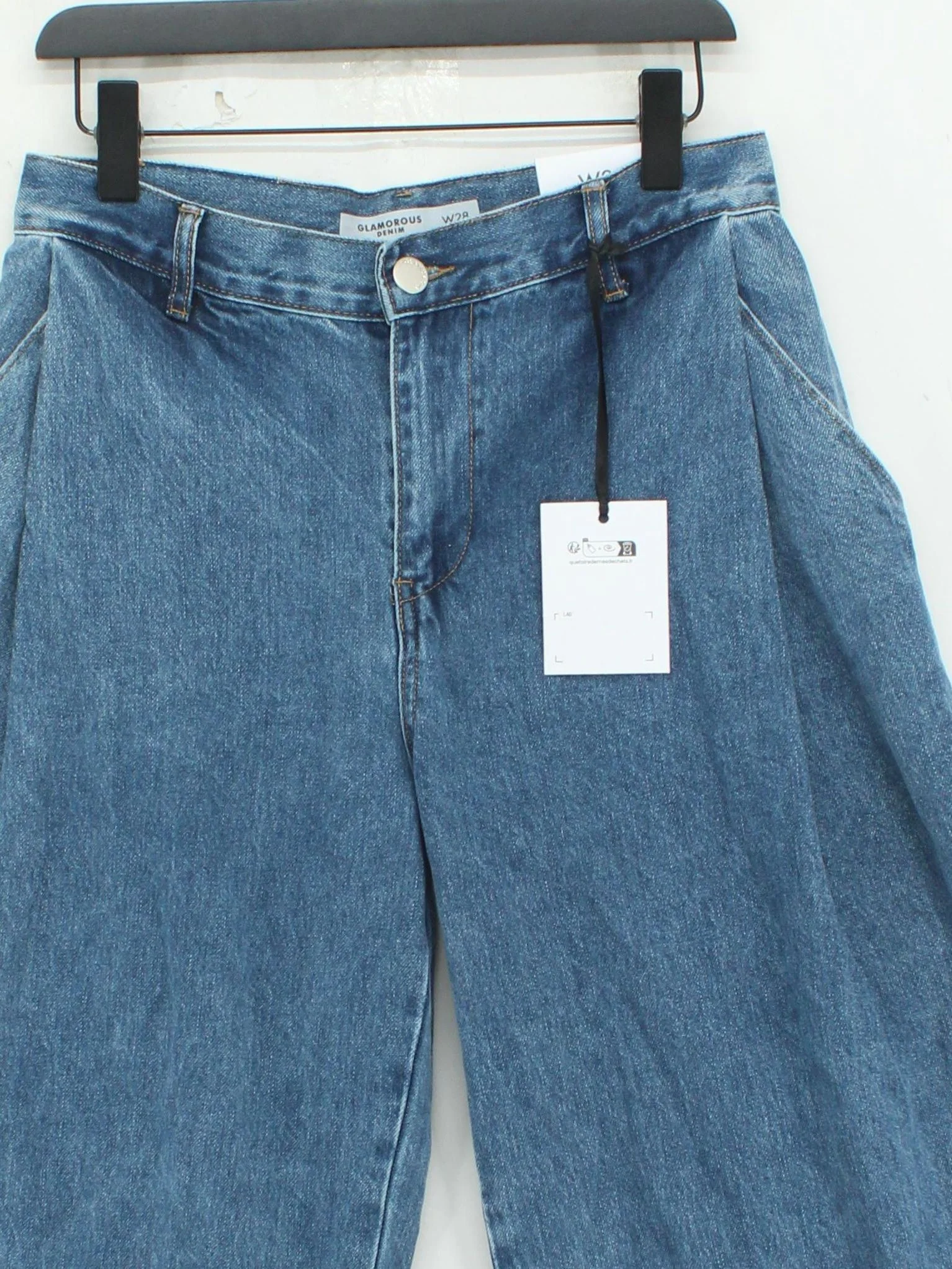 Glamorous Women's Jeans W 28 in Blue 100% Cotton Wide-Leg - Image 3