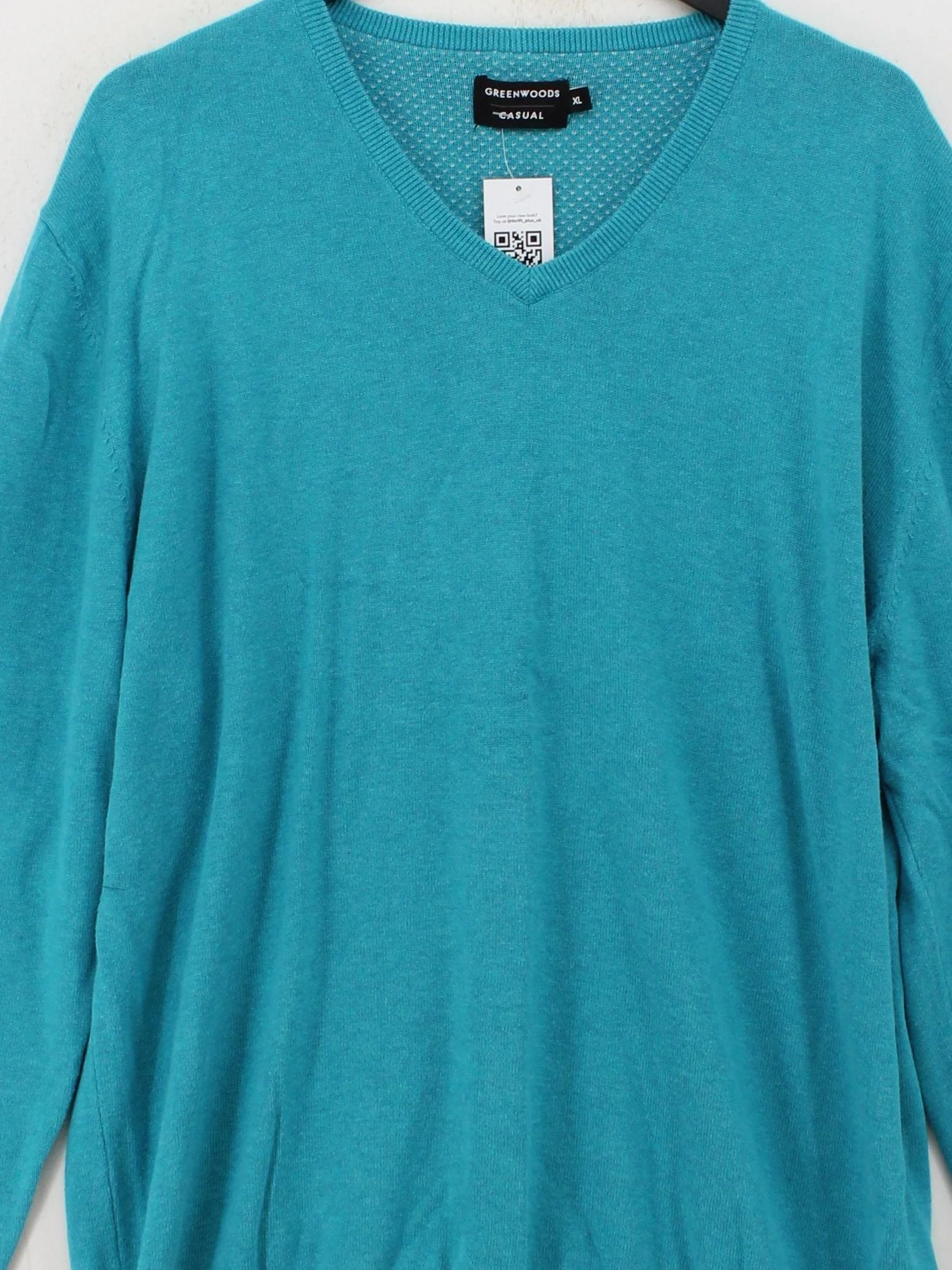Greenwoods Men's Jumper XL Blue 100% Cotton V-Neck Pullover - Image 3