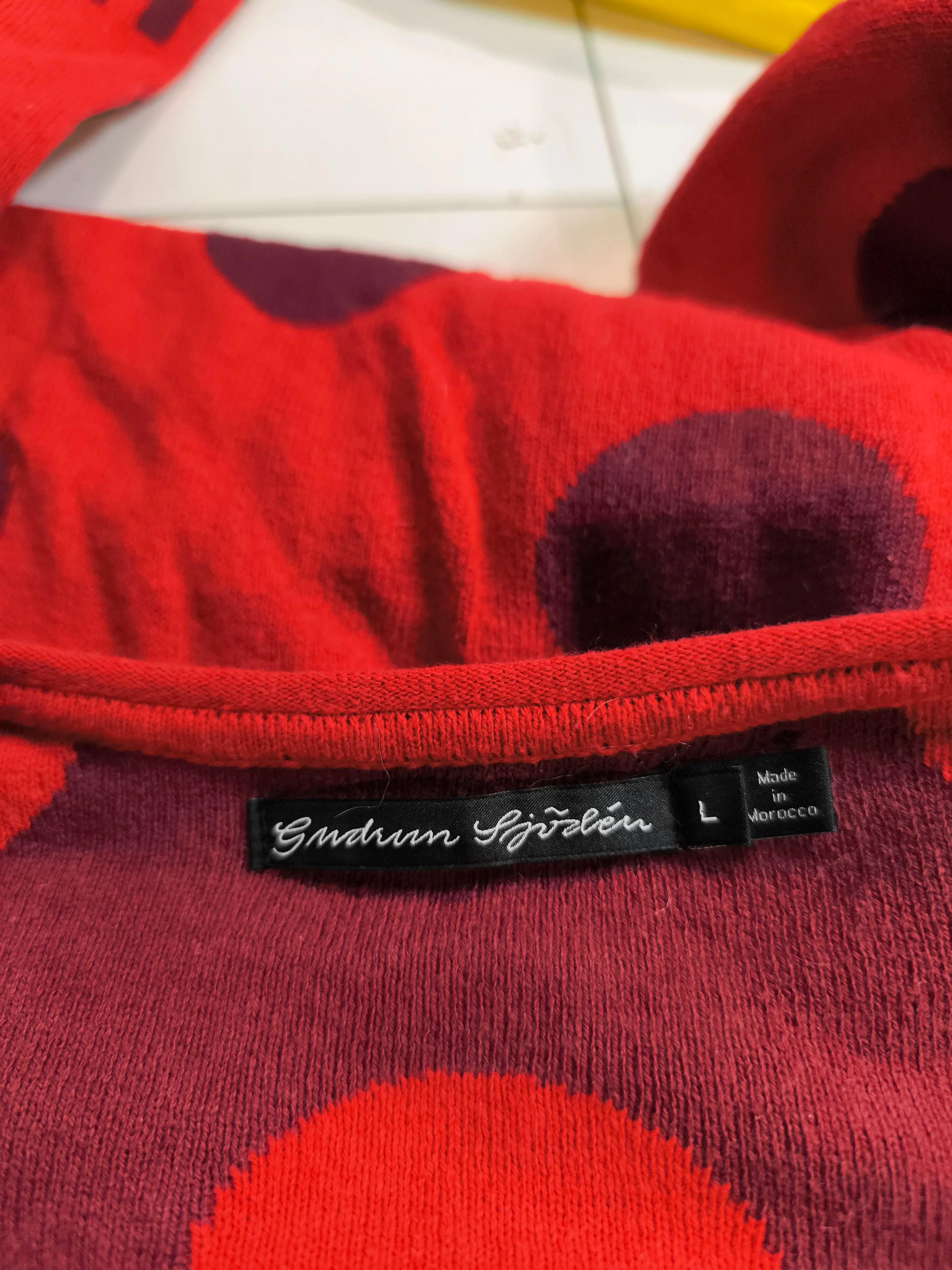 Gudrun Sjöden Women's Cardigan L Red Polkadot 100% Cotton Round Neck Cardigan - Image 6