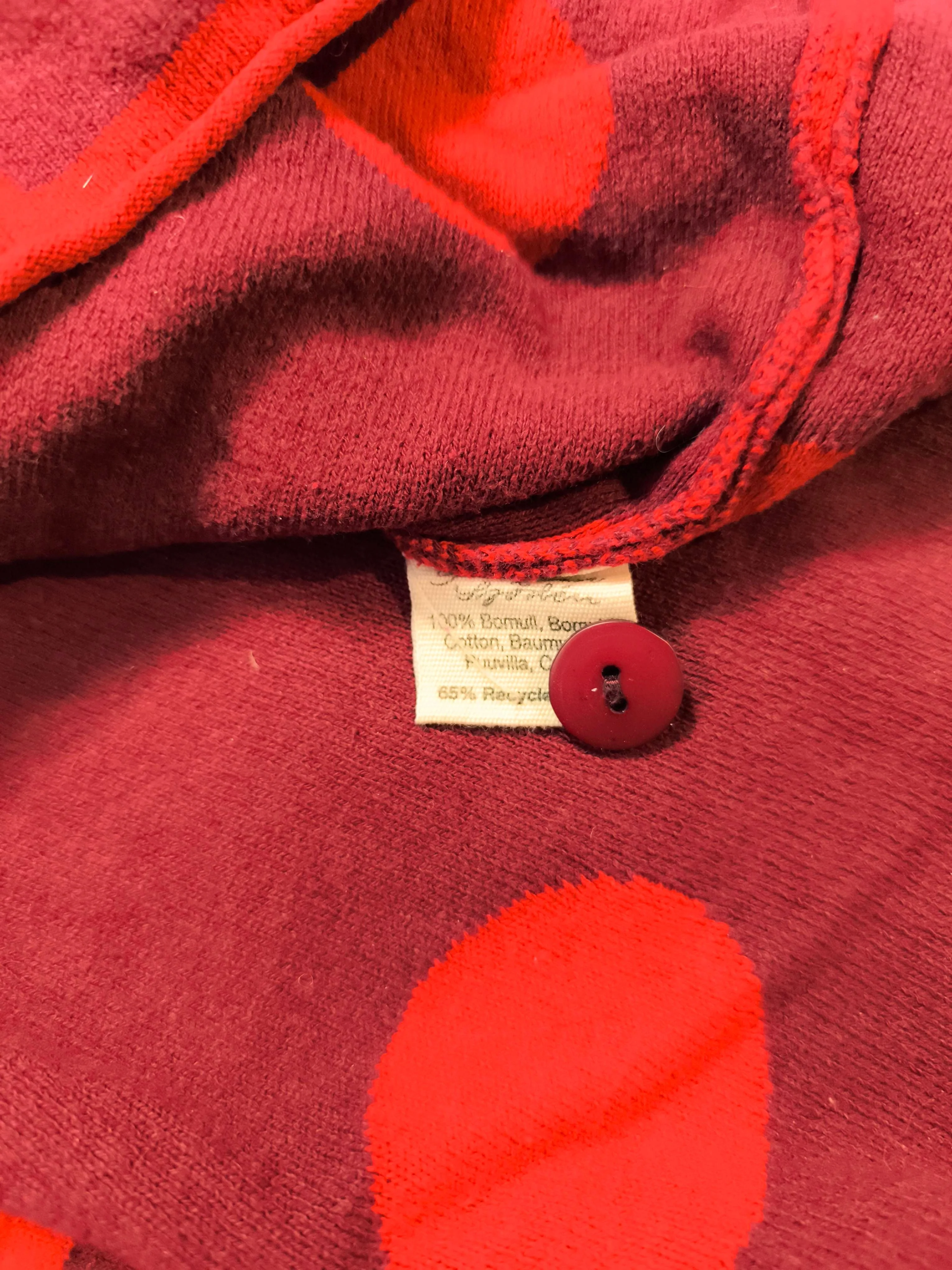 Gudrun Sjöden Women's Cardigan L Red Polkadot 100% Cotton Round Neck Cardigan - Image 7