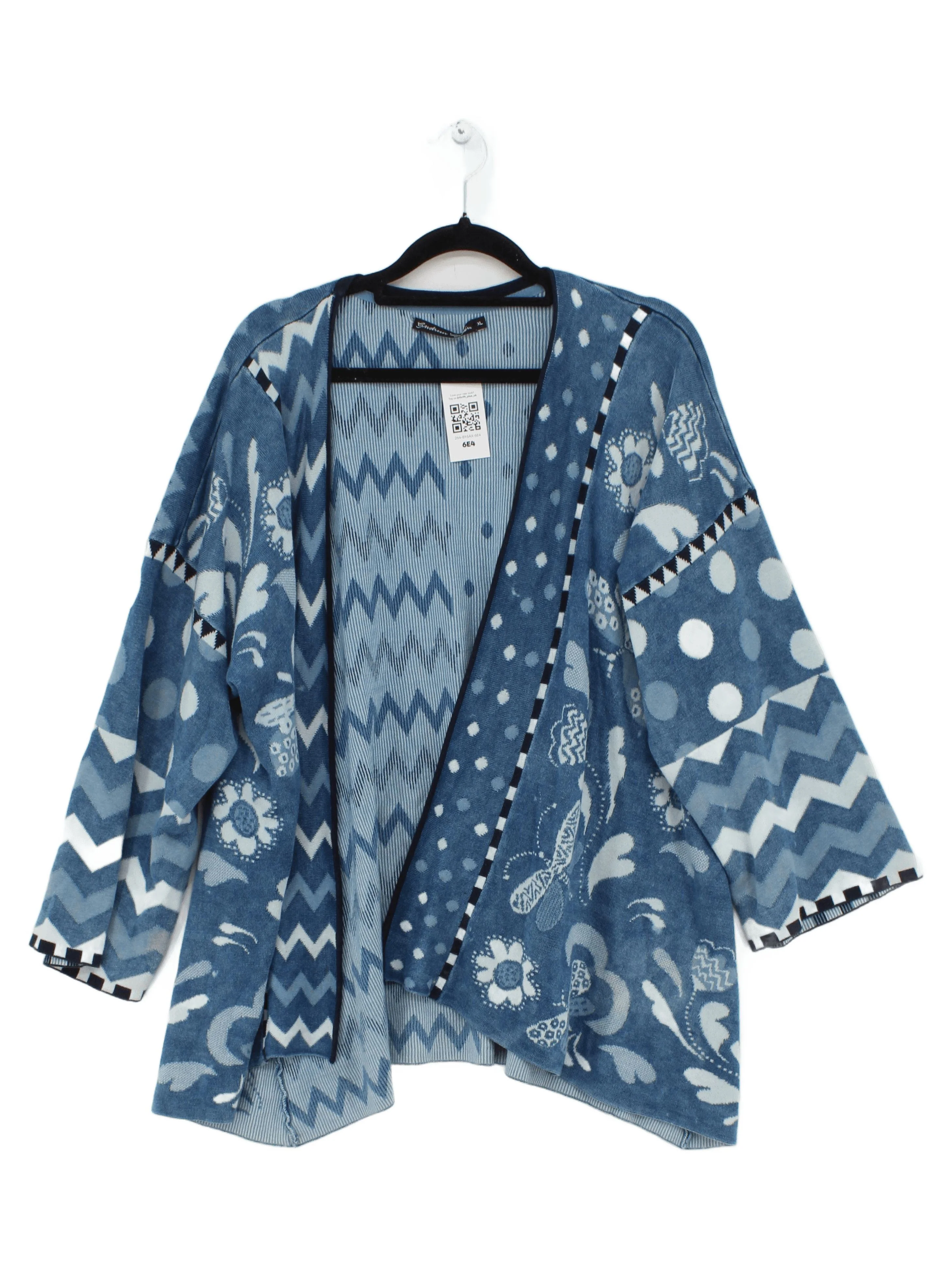 Gudrun Sjöden Women's Cardigan XL Blue 100% Cotton Round Neck Cardigan