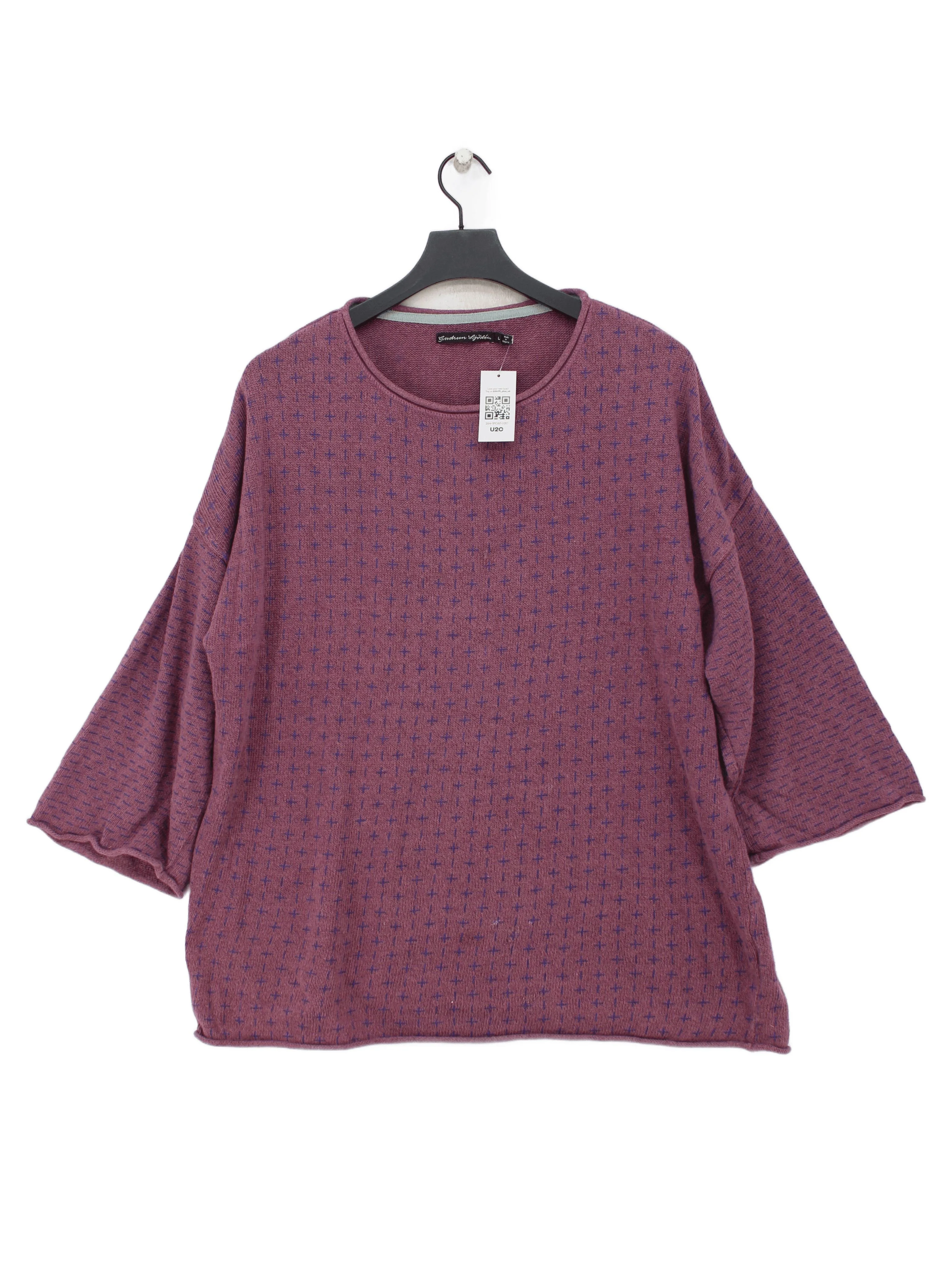 Gudrun Sjöden Women's Jumper L Pink Linen with Cotton Pullover
