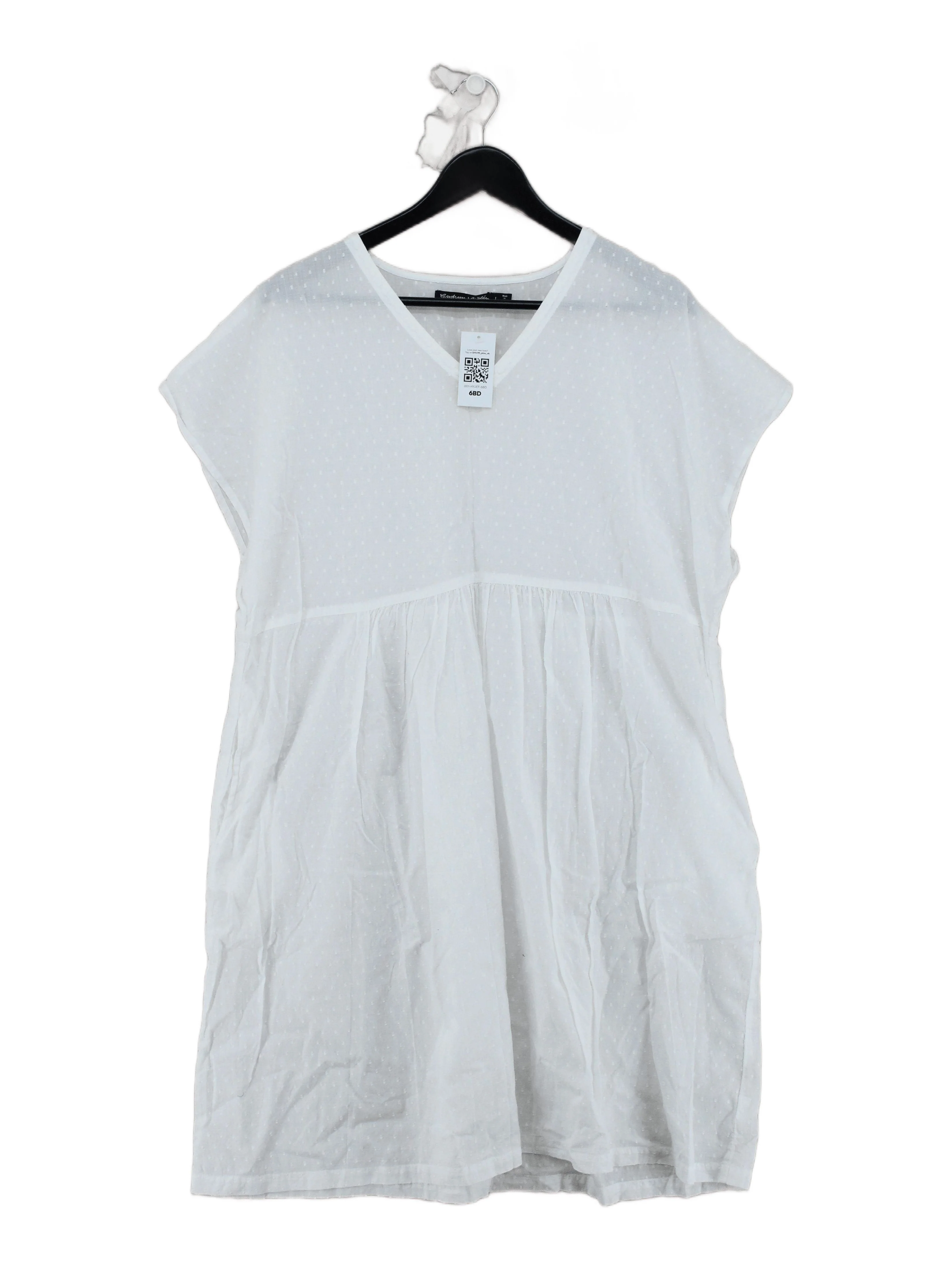 Gudrun Sjöden Women's Top L White 100% Cotton Short Sleeve V-Neck Tunic