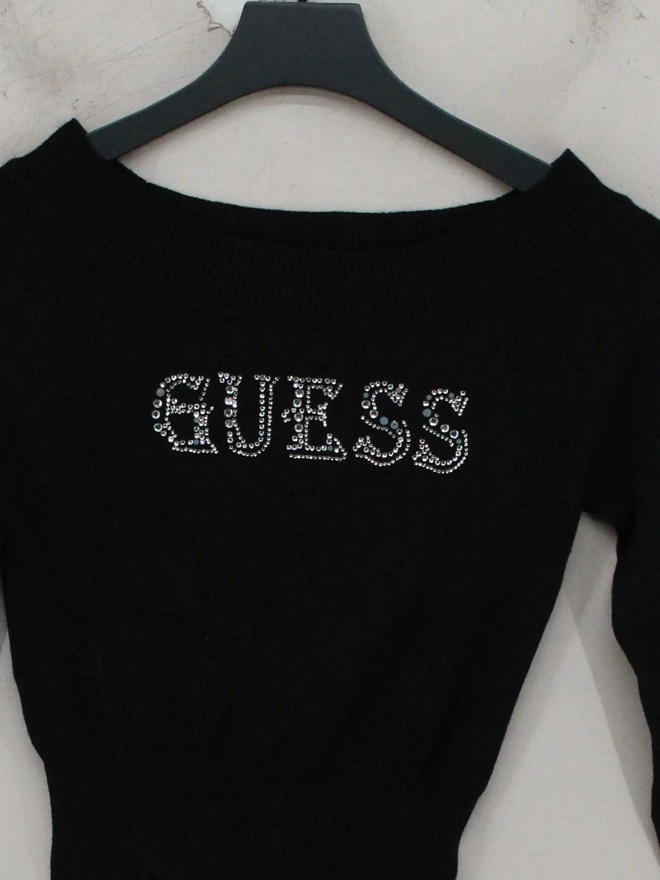 Guess Jeans Women's Jumper S Black Graphic Rayon with Nylon Crew Neck Pullover - Image 3