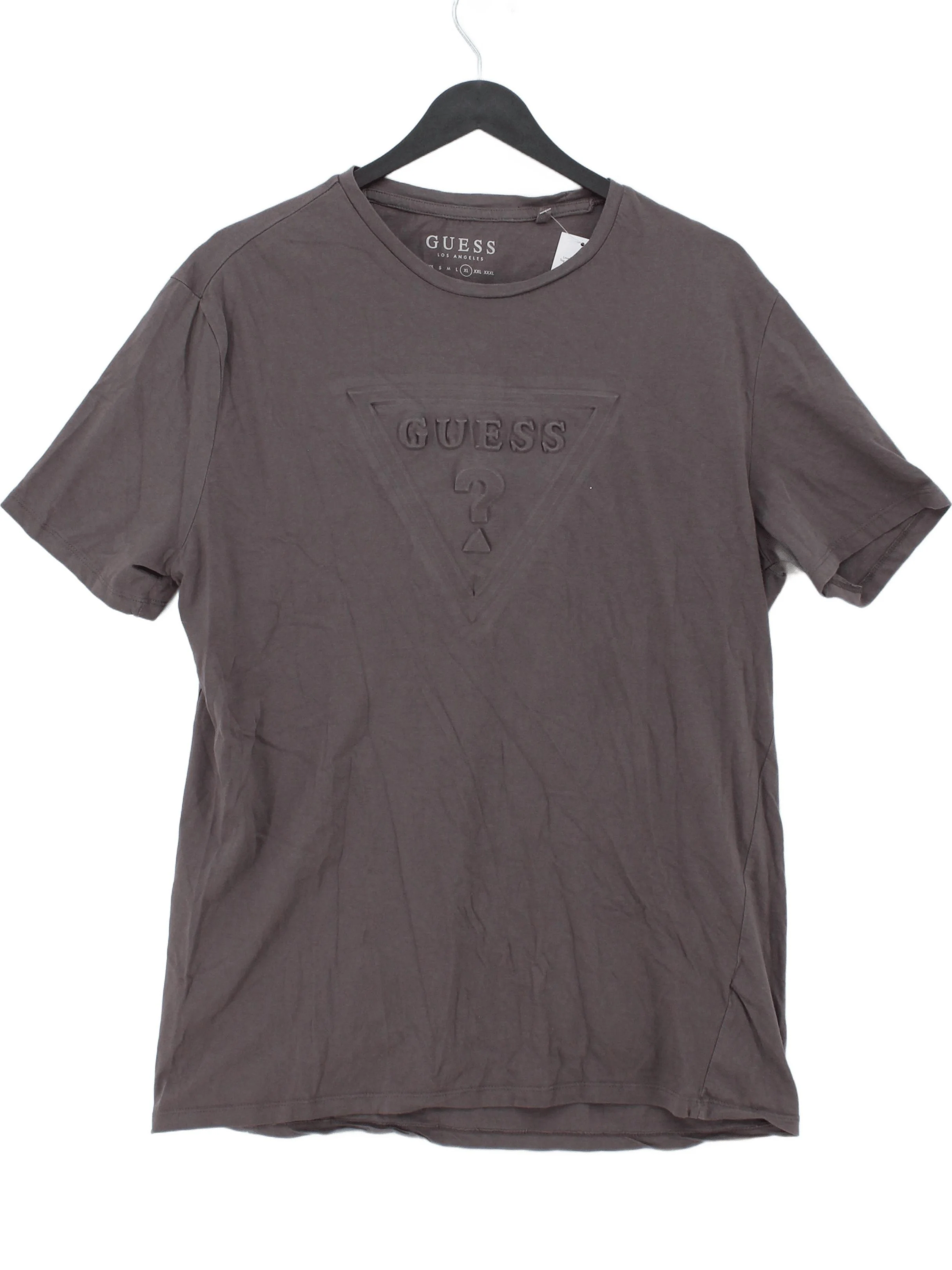 Guess Men's T-Shirt XL Brown Graphic 100% Cotton Basic