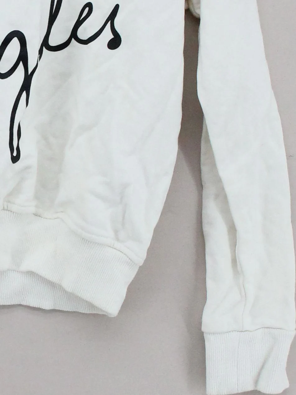 Guess Women's Hoodie L White Graphic 100% Cotton Pullover - Image 4