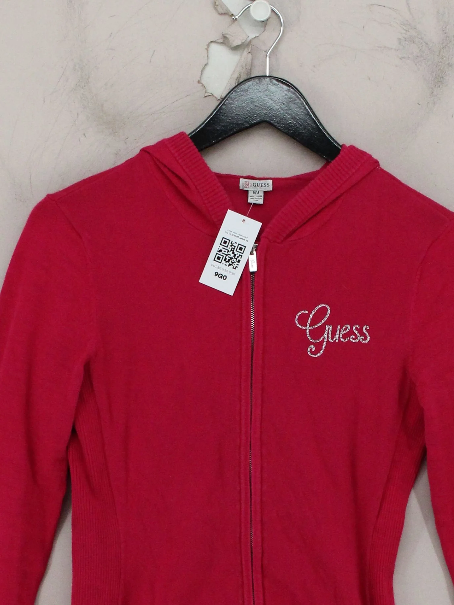 Guess Women's Hoodie M Red 100% Nylon Pullover - Image 3