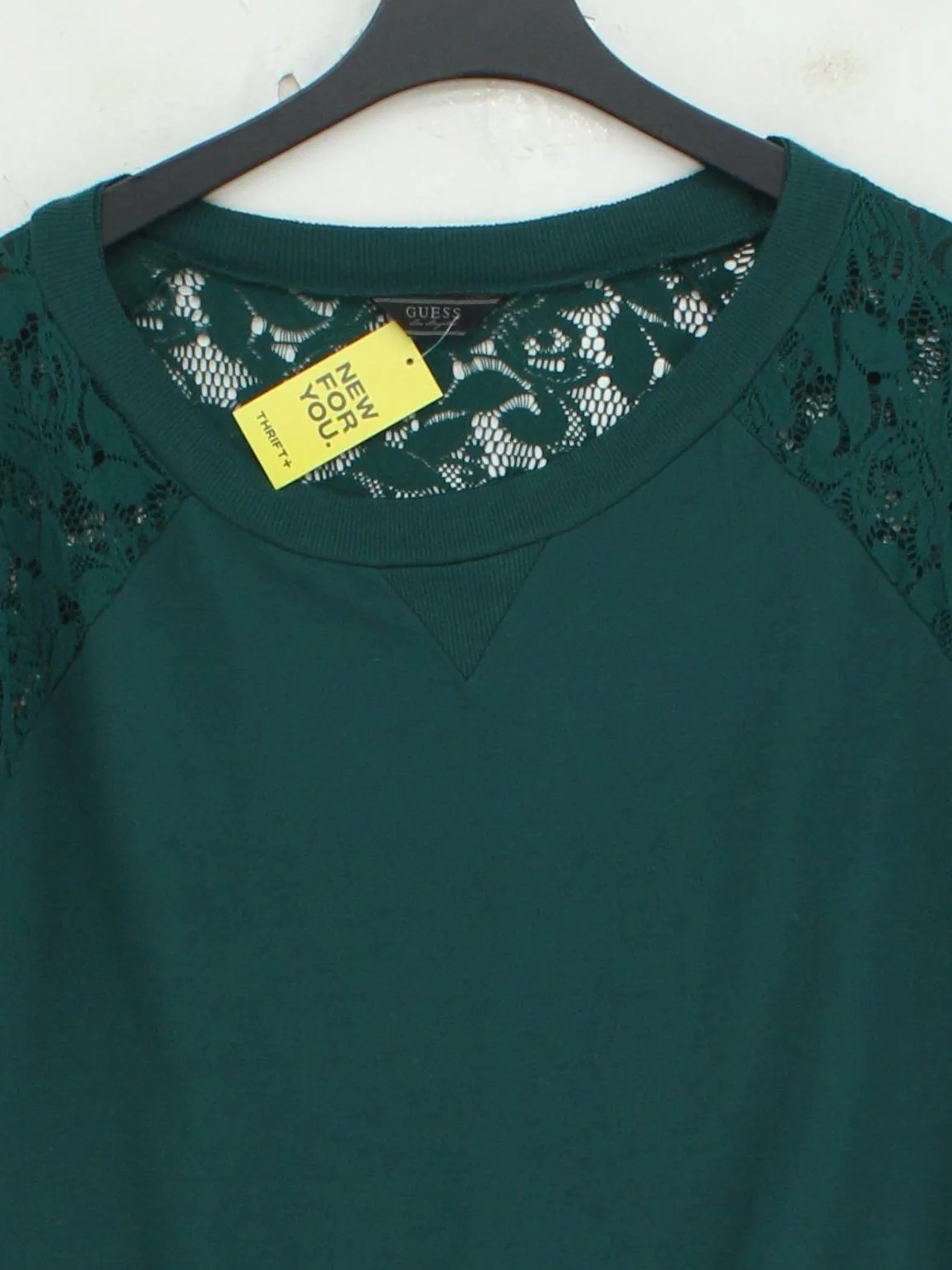 Guess Women's Jumper M Green 100% Other Round Neck Pullover - Image 3