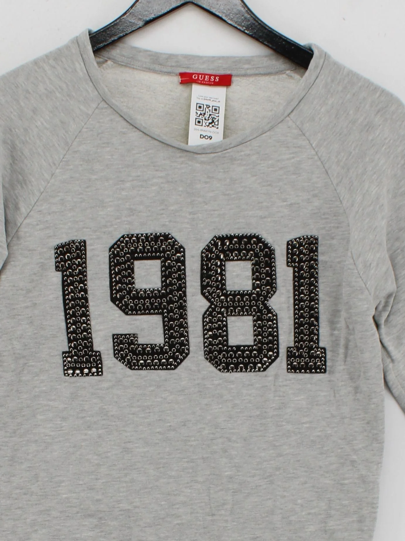 Guess Women's Jumper UK 4 Grey Graphic Cotton with Polyester Round Neck Pullover - Image 3