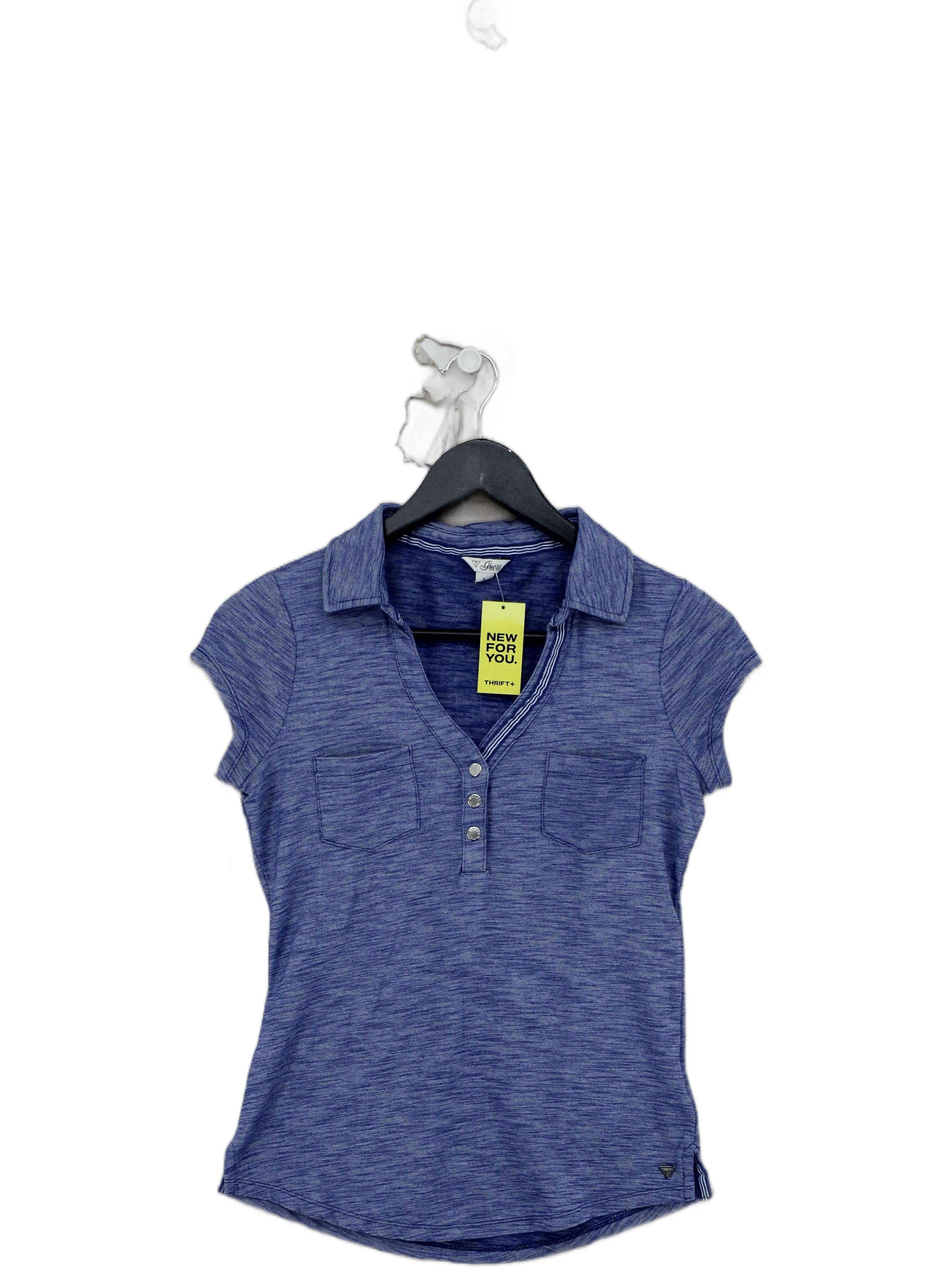 Guess Women's Polo S Blue Cotton with Polyester, Elastane Basic