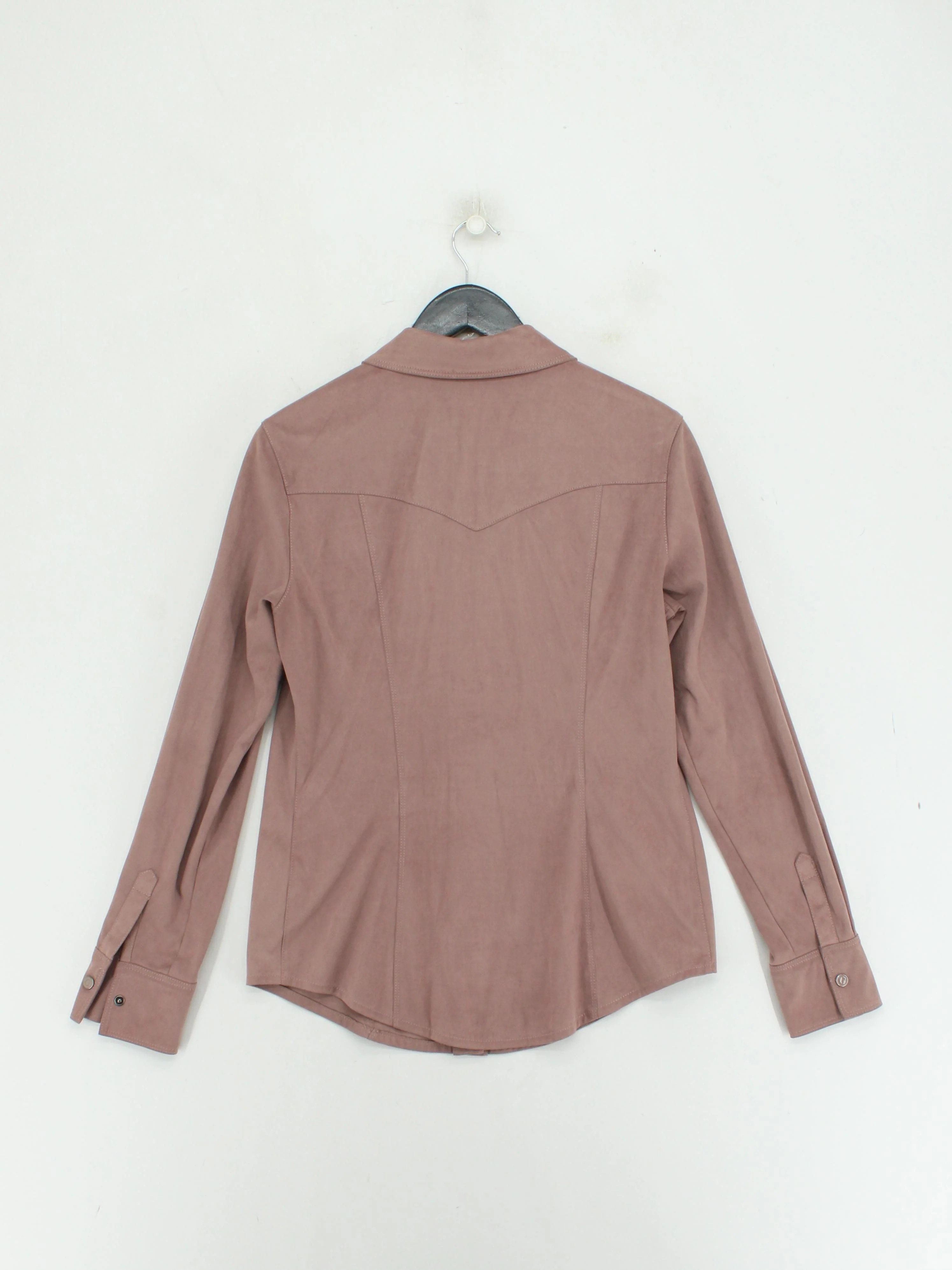 Guess Women's Shirt L Brown 100% Other Long Sleeve Collared Basic - Image 2