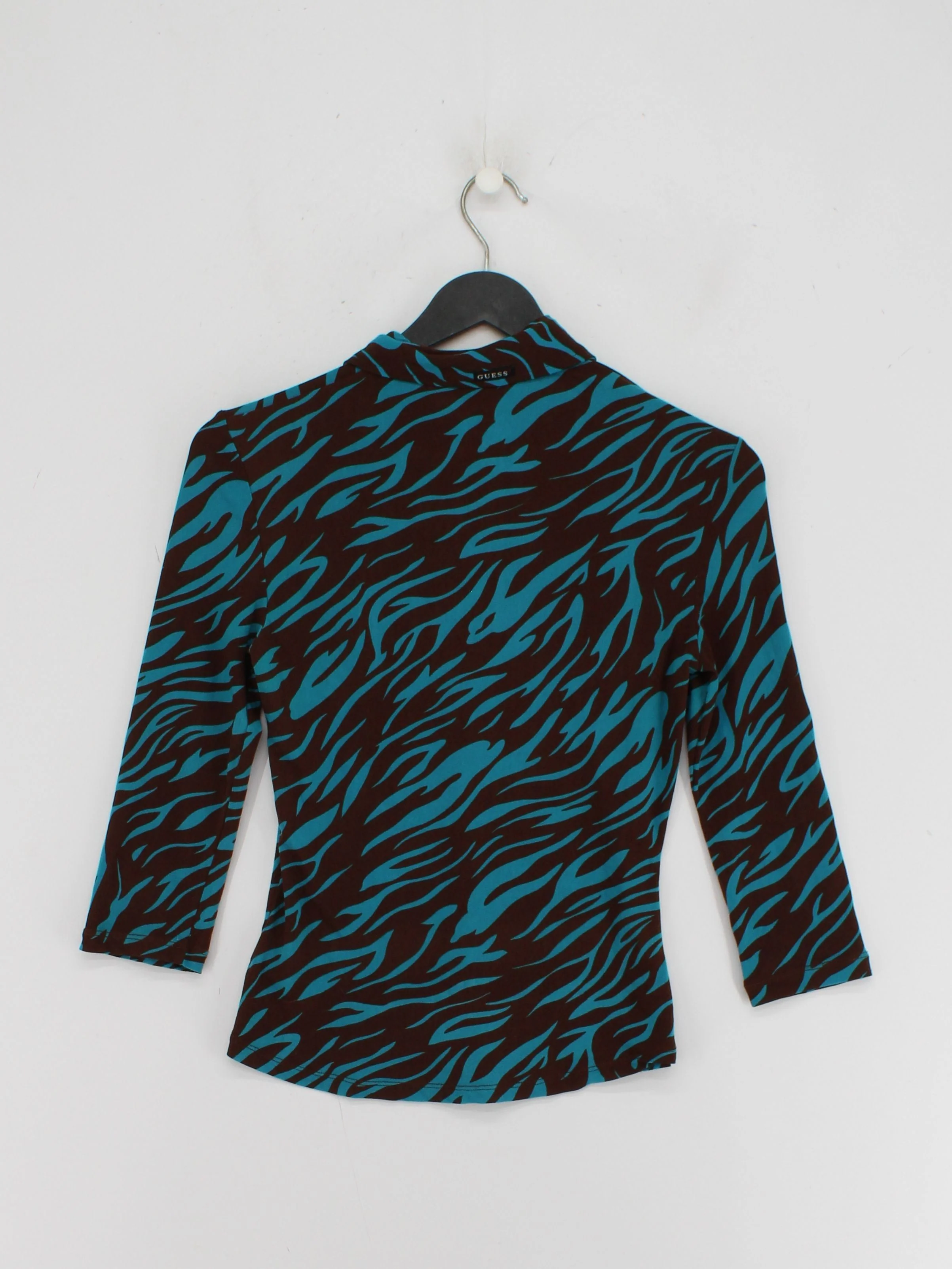 Guess Women's Shirt S Multi Animal Print 100% Nylon 3/4 Sleeve Collared Basic - Image 2