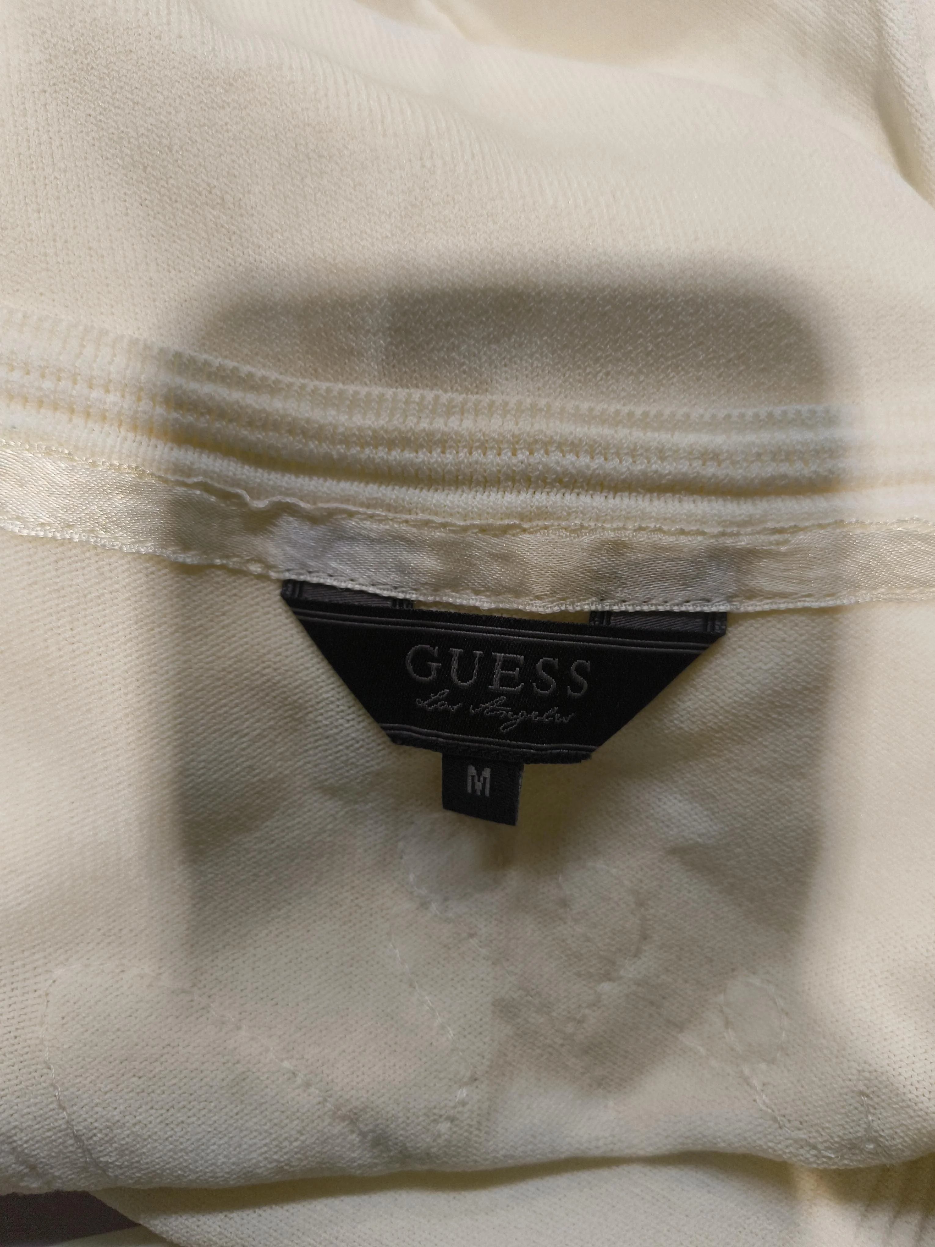 Guess Women's Top M Cream Viscose with Nylon Long Sleeve V-Neck Basic - Image 6