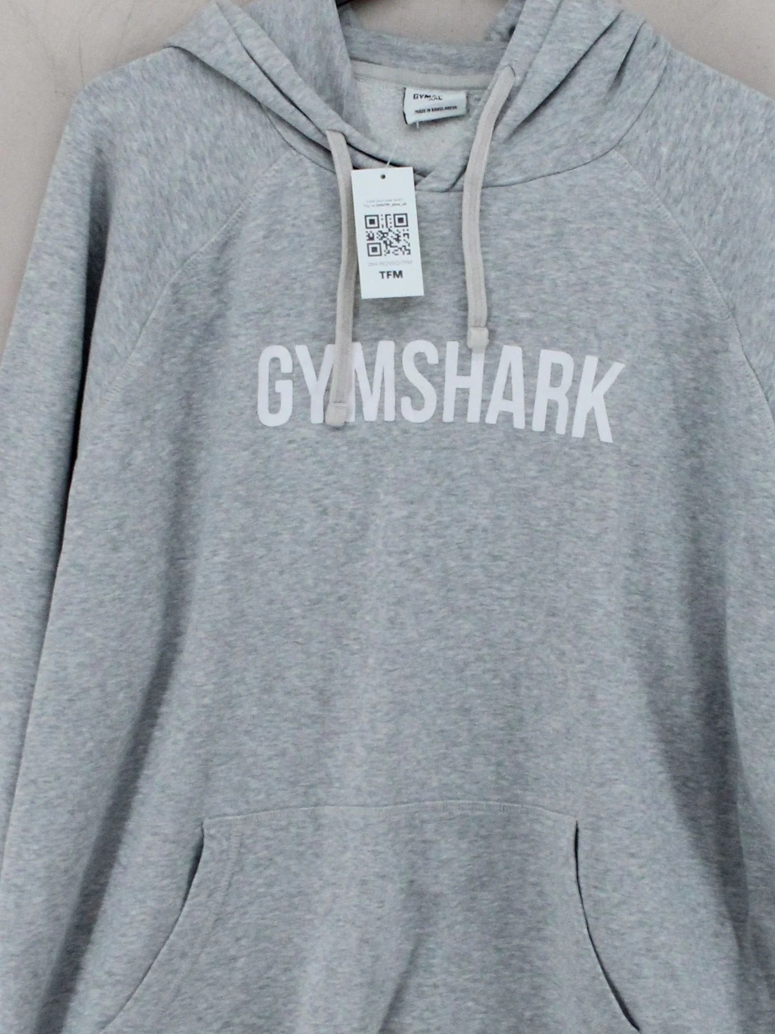 Gymshark Men's Hoodie XXL Grey Graphic Cotton with Polyester Pullover - Image 3