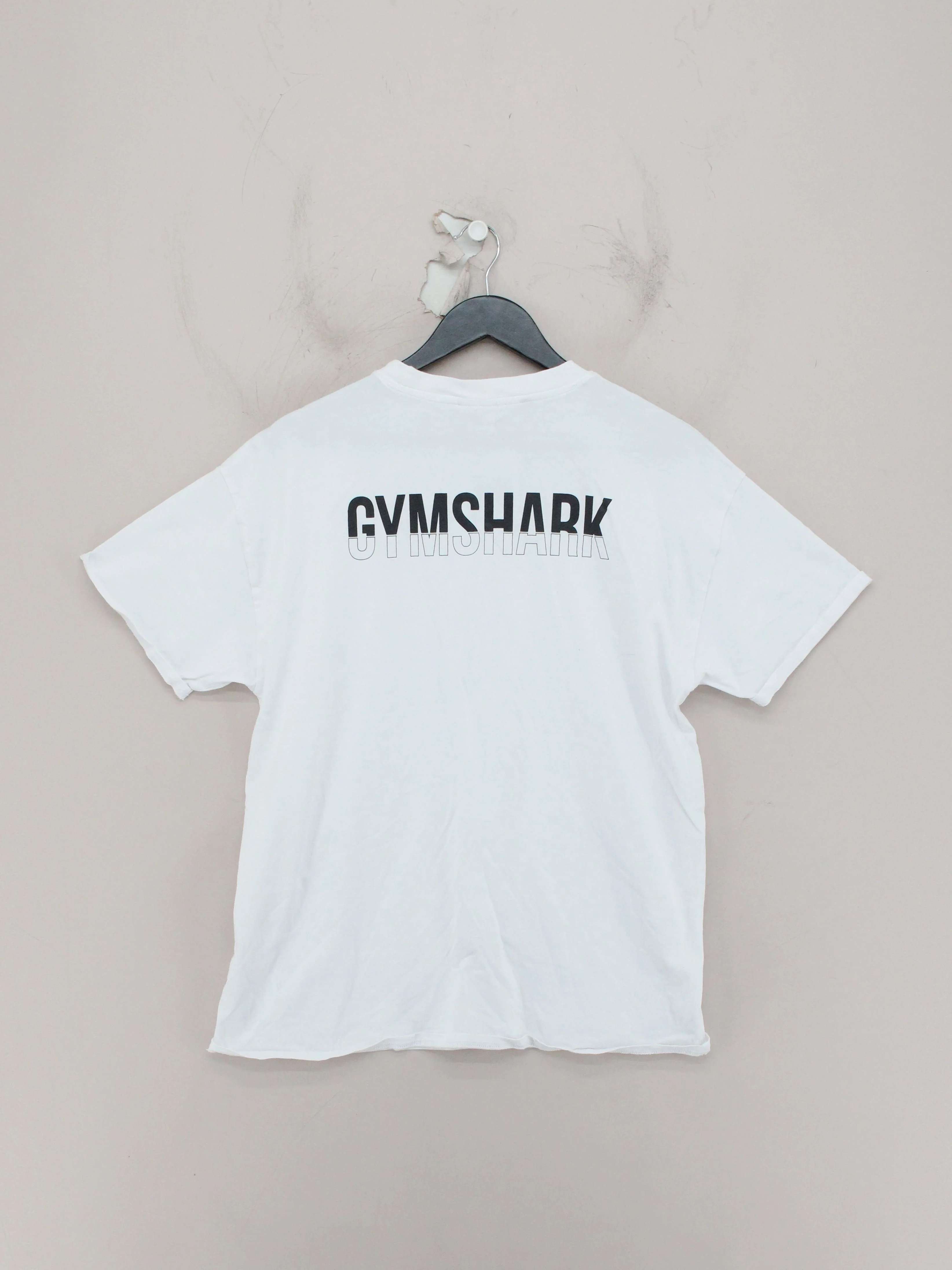 Gymshark Men's T-Shirt L White Graphic 100% Cotton Crew Neck Basic - Image 2