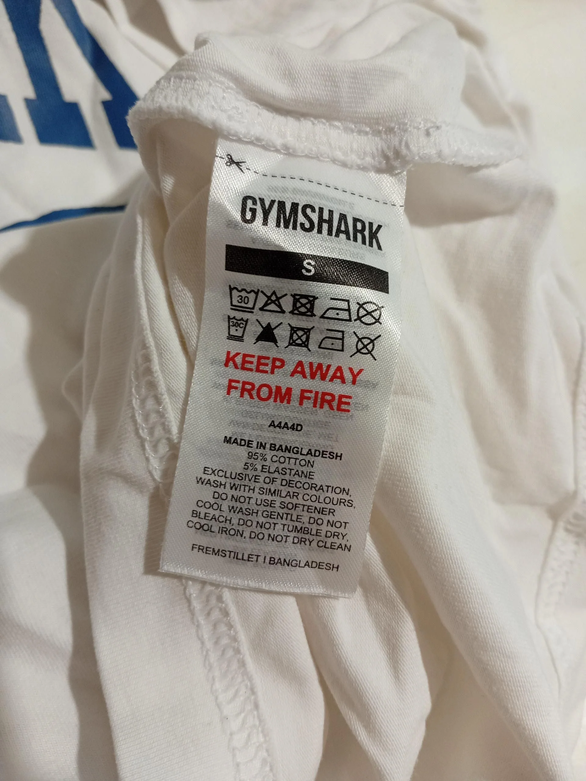 Gymshark Men's T-Shirt S White Graphic Cotton with Elastane Round Neck Basic - Image 9