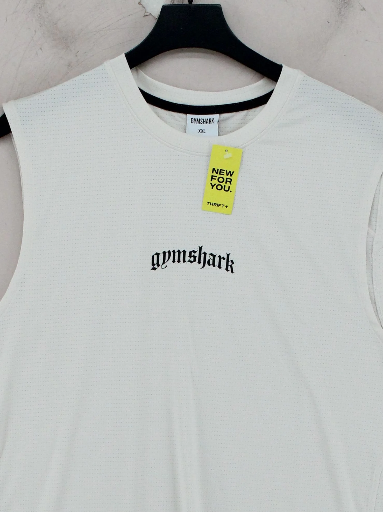 Gymshark Men's T-Shirt XXL Cream Polyester with Elastane Basic - Image 3
