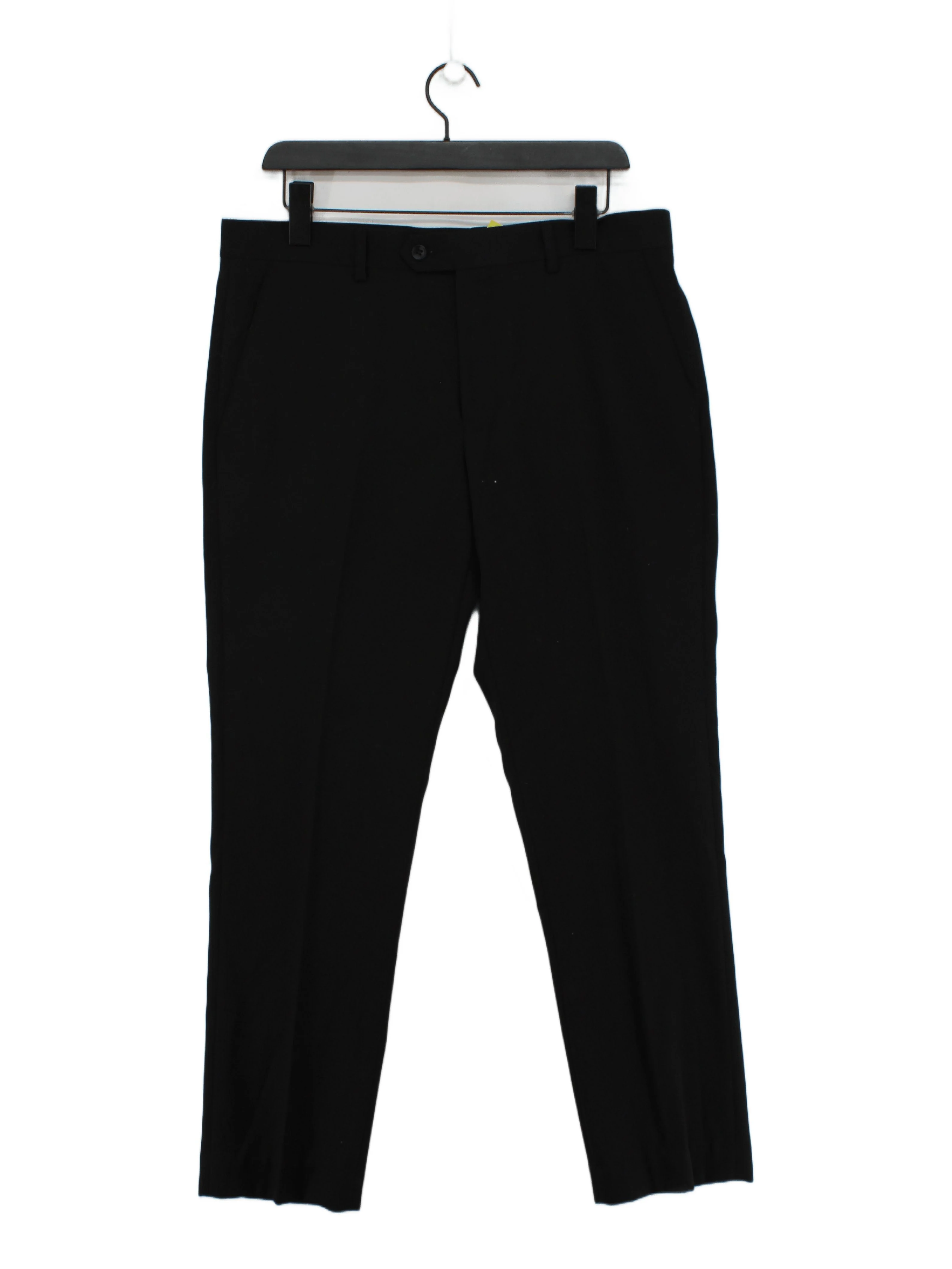 Hamnett Men's Trousers W 34 in Black Polyester with Viscose, Wool Straight Chino