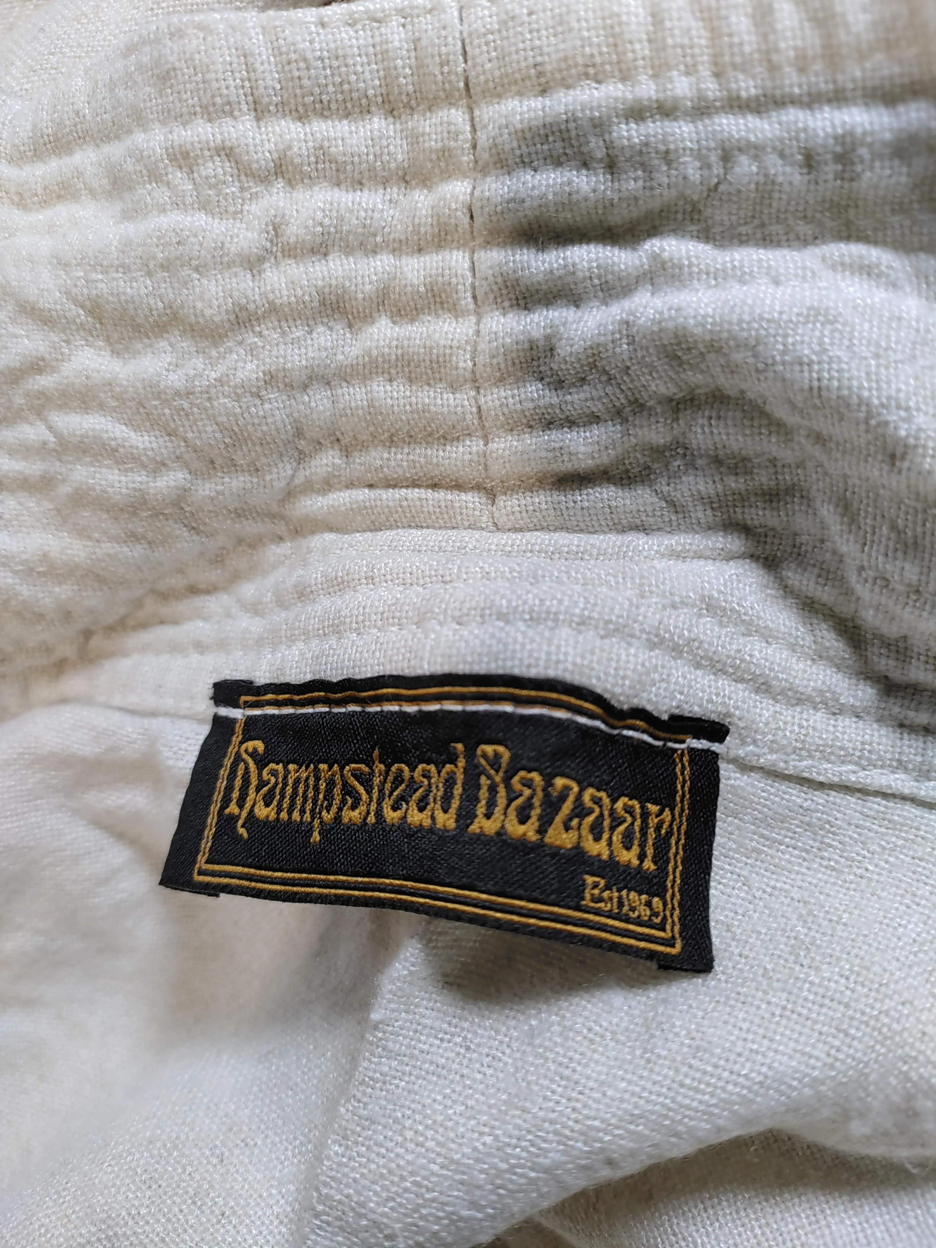 Hampstead Bazaar Women's Top L Cream Linen with Cotton 3/4 Sleeve Collared Tunic - Image 6