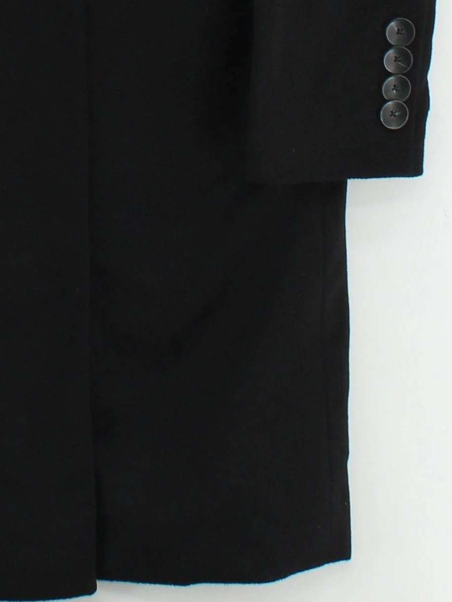 Hardy Amies Men's Coat Chest: 56 in Black Cashmere with Viscose Overcoat - Image 4