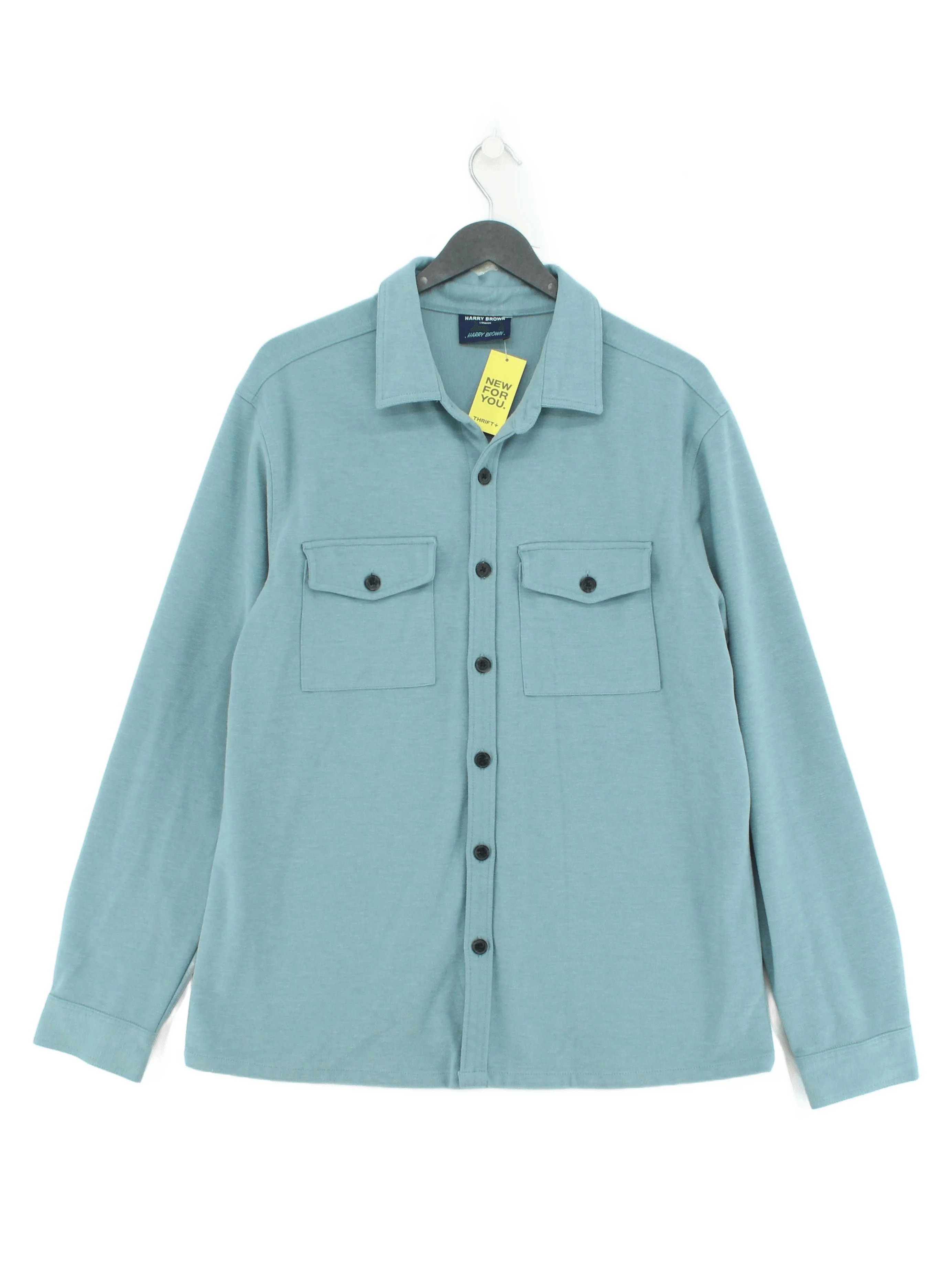 Harry Brown Men's Shirt L Blue Polyester with Viscose, Elastane Basic