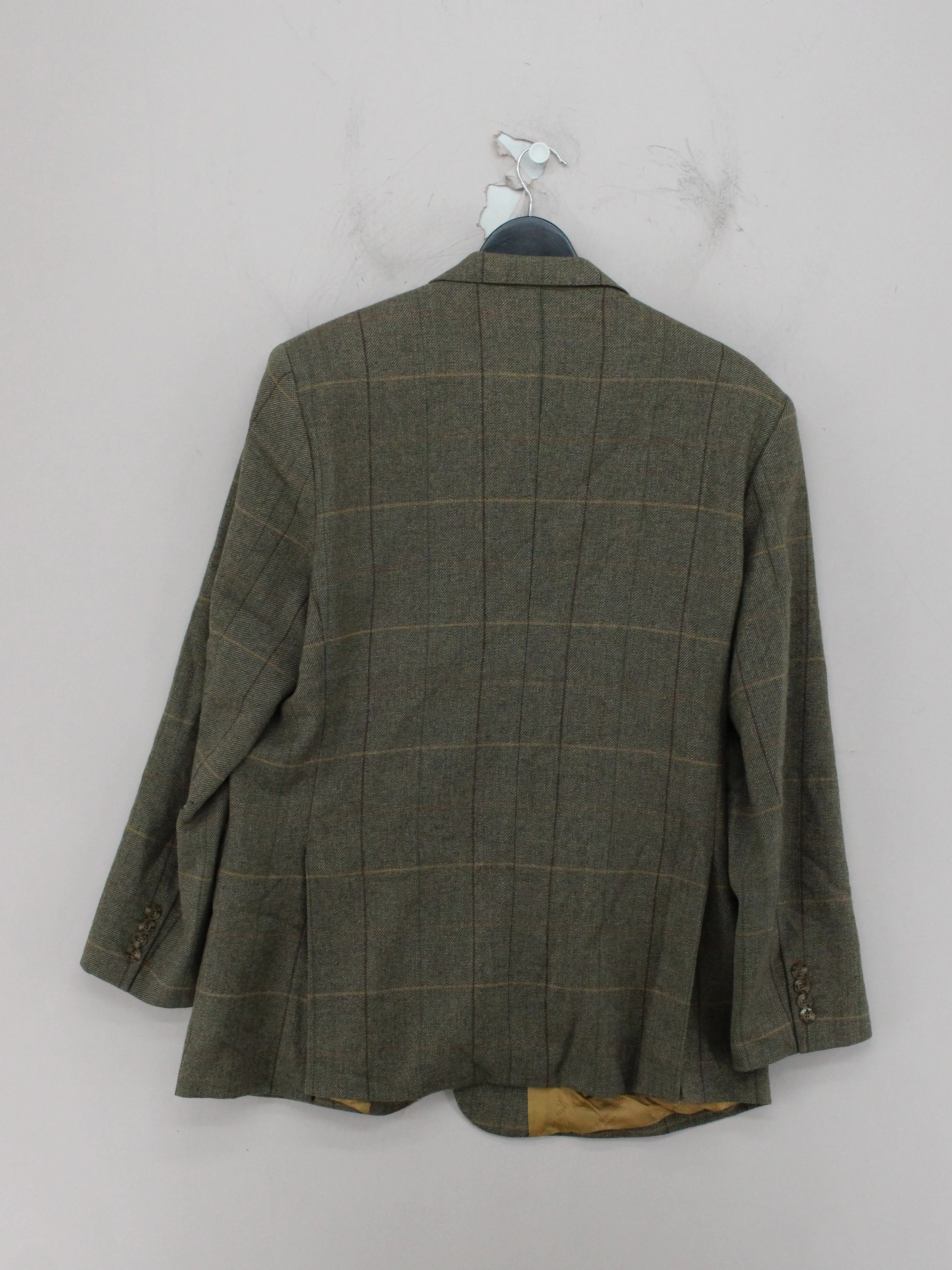 Harvie & Hudson Men's Blazer Chest: 40 in Green Checkered 100% Wool Overcoat - Image 2