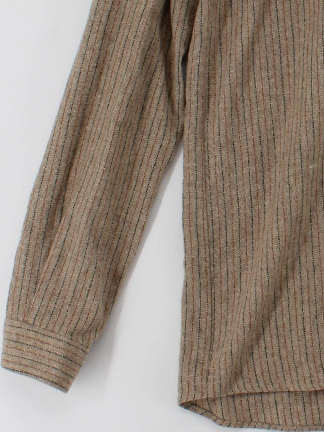 Haupt Men's Shirt Chest: 40 in Brown Striped Polyester with Wool Basic - Image 4