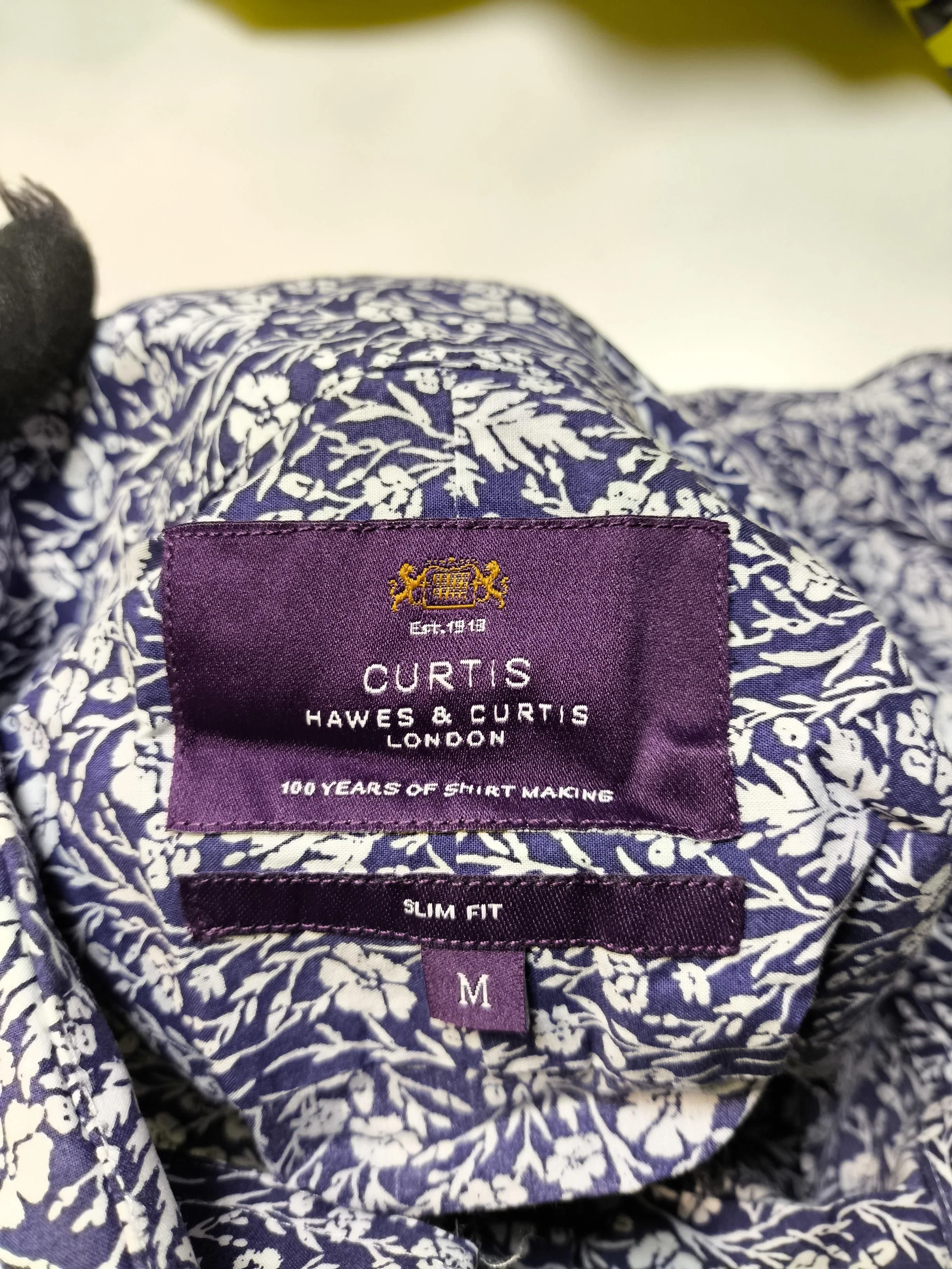Hawes & Curtis Men's Shirt M Purple Floral 100% Other Basic - Image 5