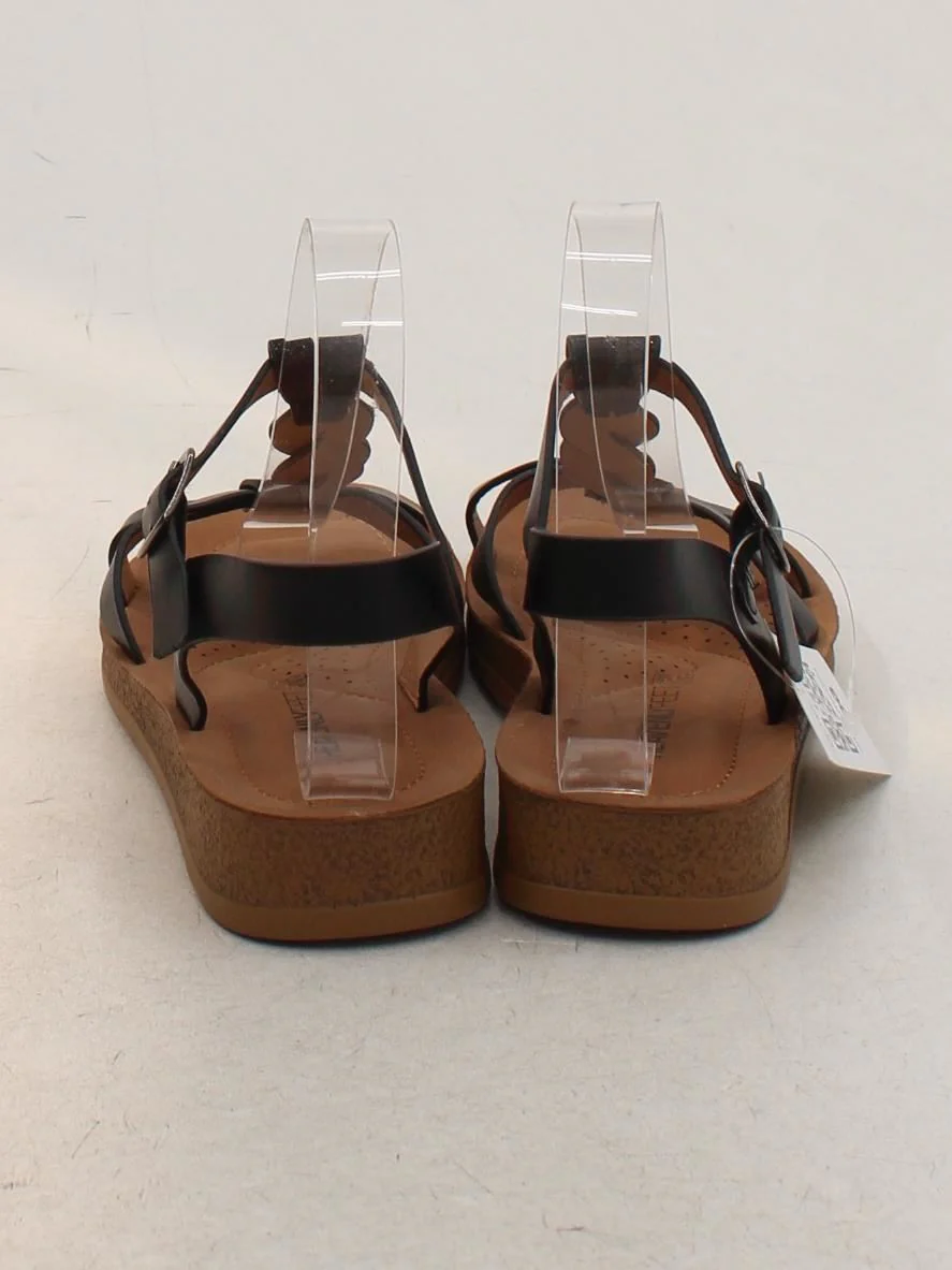 Heavenly Feet Women's Sandals UK 3 Black 100% Faux Leather Strappy - Image 3