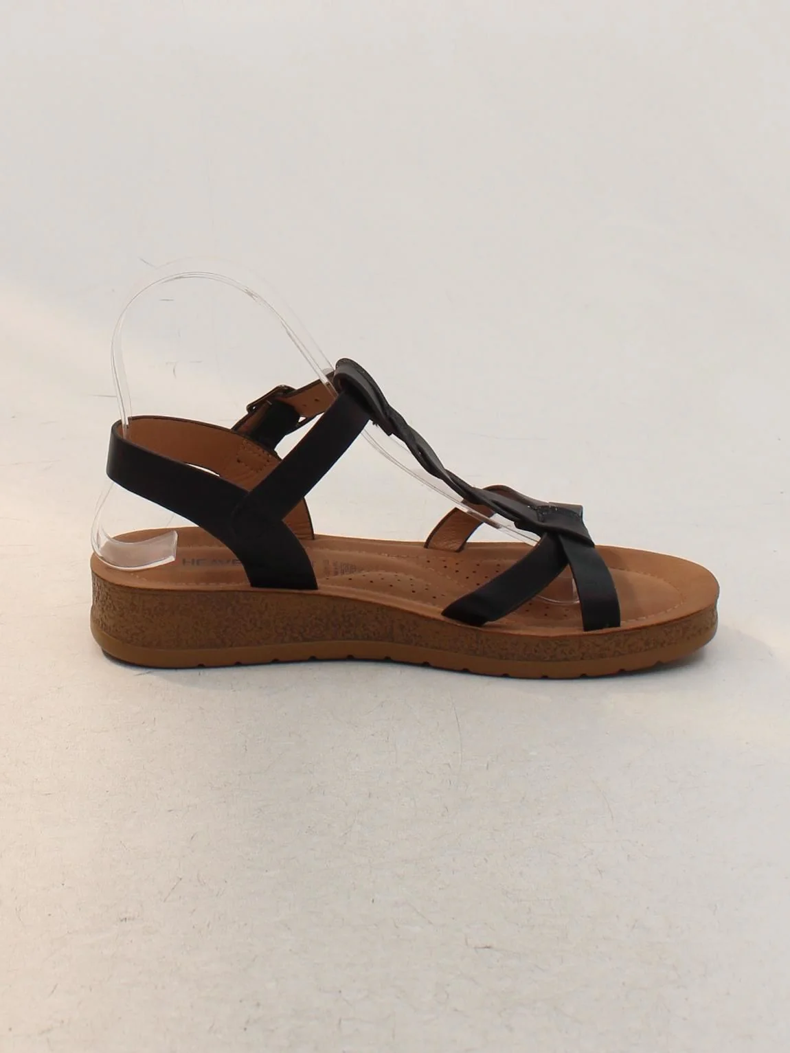 Heavenly Feet Women's Sandals UK 3 Black 100% Faux Leather Strappy - Image 5