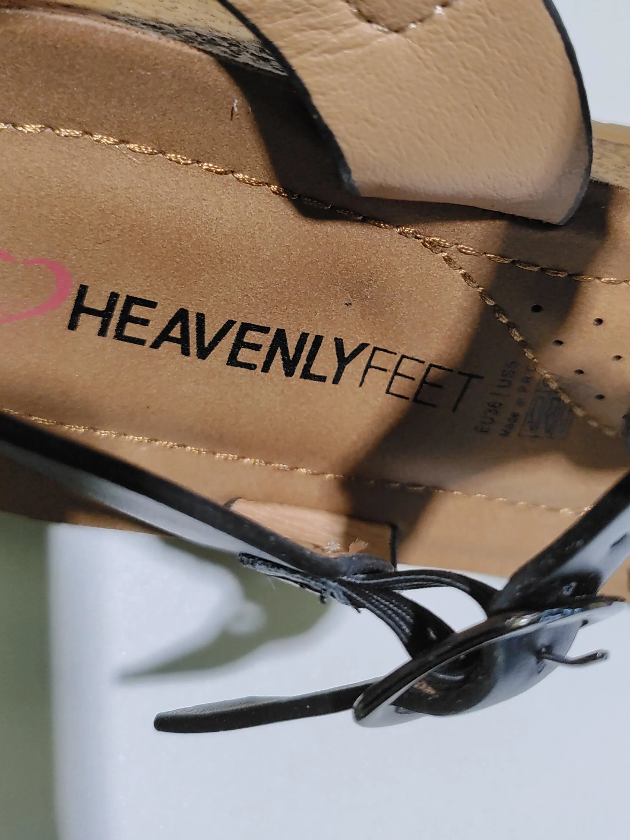 Heavenly Feet Women's Sandals UK 3 Black 100% Faux Leather Strappy - Image 8