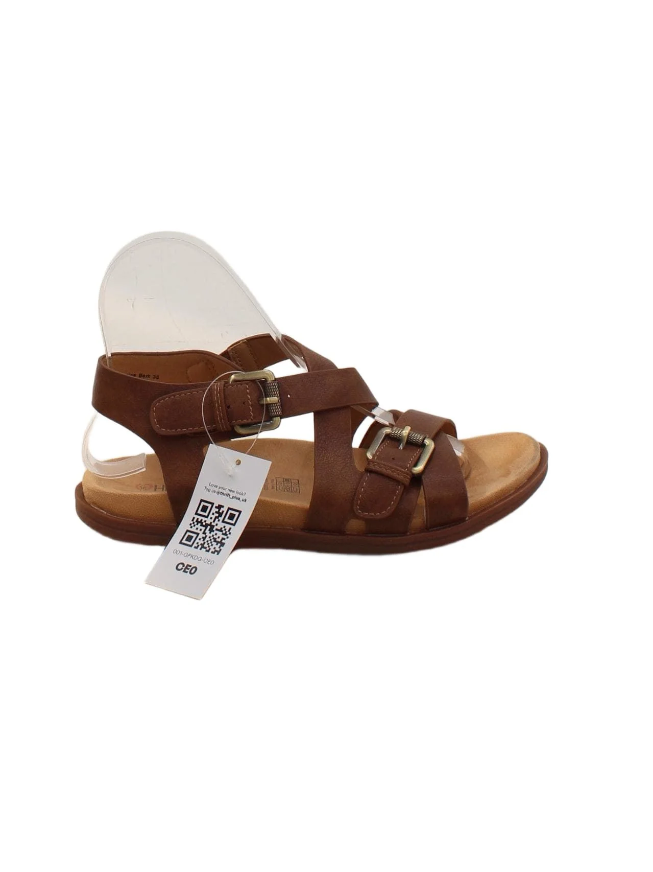 Heavenly Feet Women's Sandals UK 3 Brown 100% Faux Leather Strappy