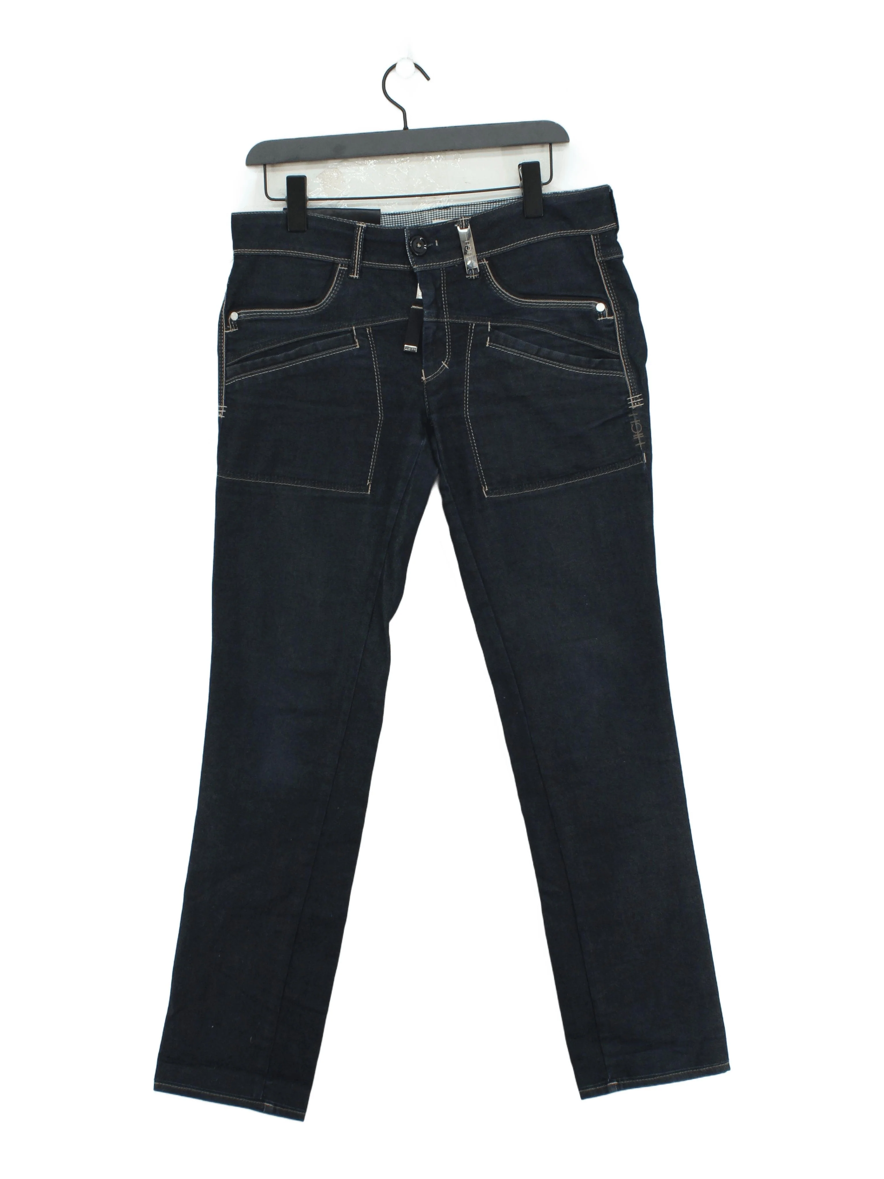 HIGH Women's Jeans UK 14 Blue Cotton with Polyester Straight