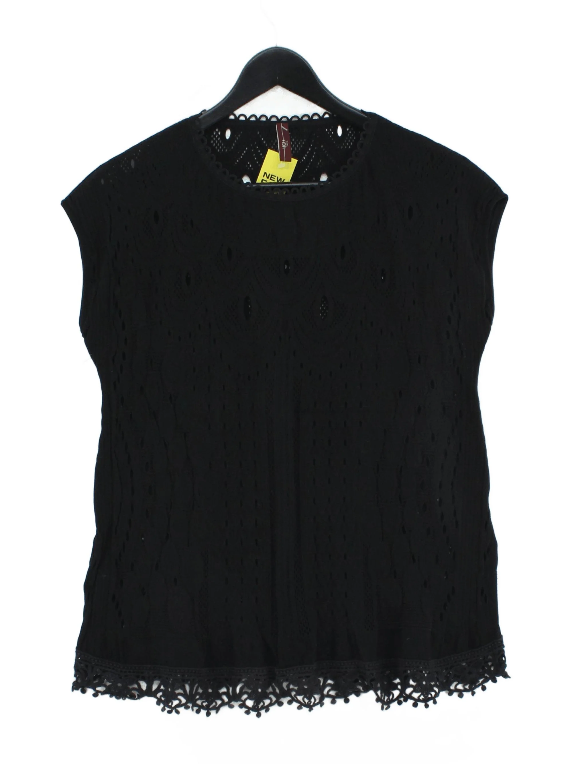 HIGH Women's Top L Black 100% Other Sleeveless Round Neck Basic