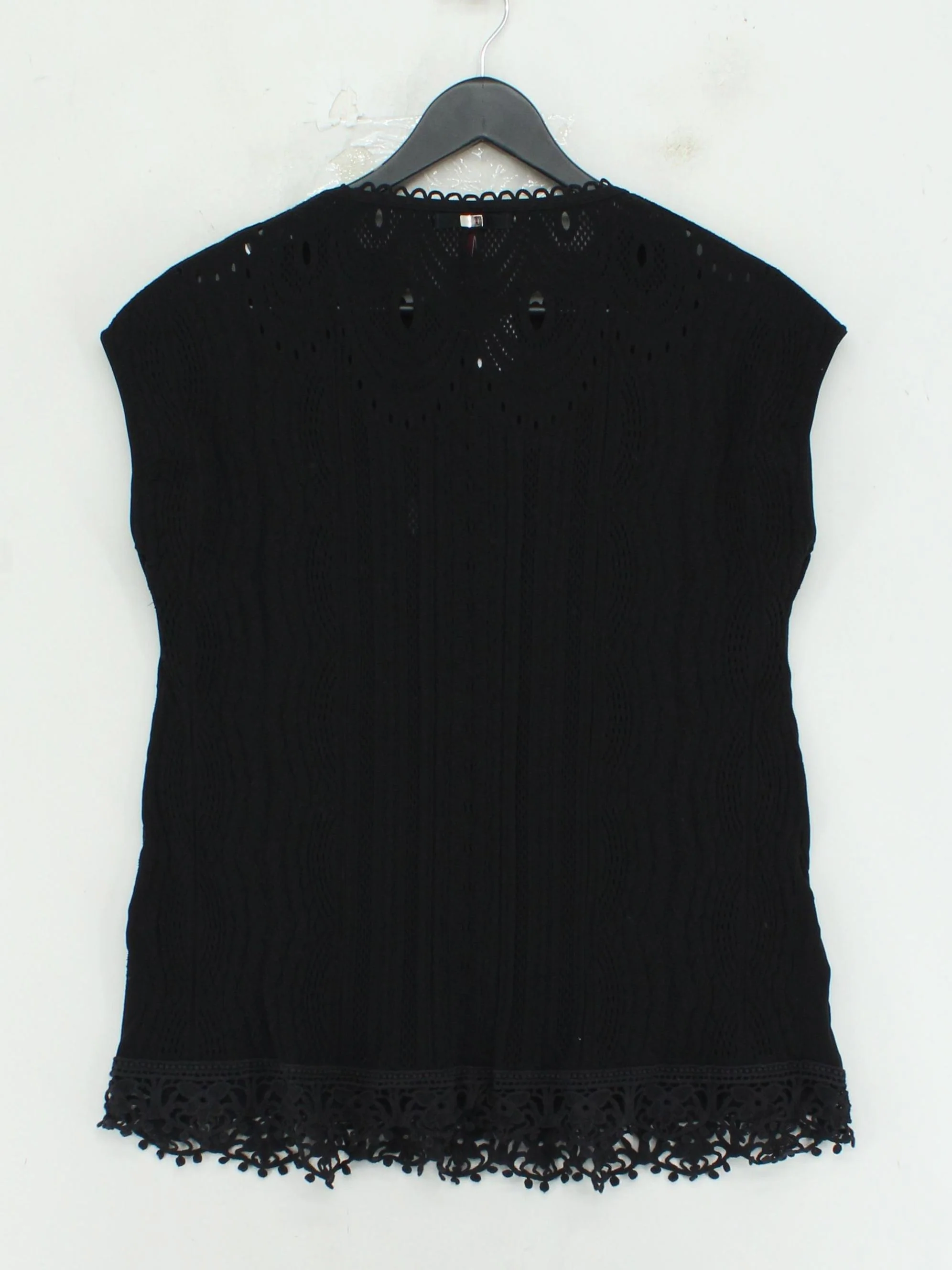 HIGH Women's Top L Black 100% Other Sleeveless Round Neck Basic - Image 2