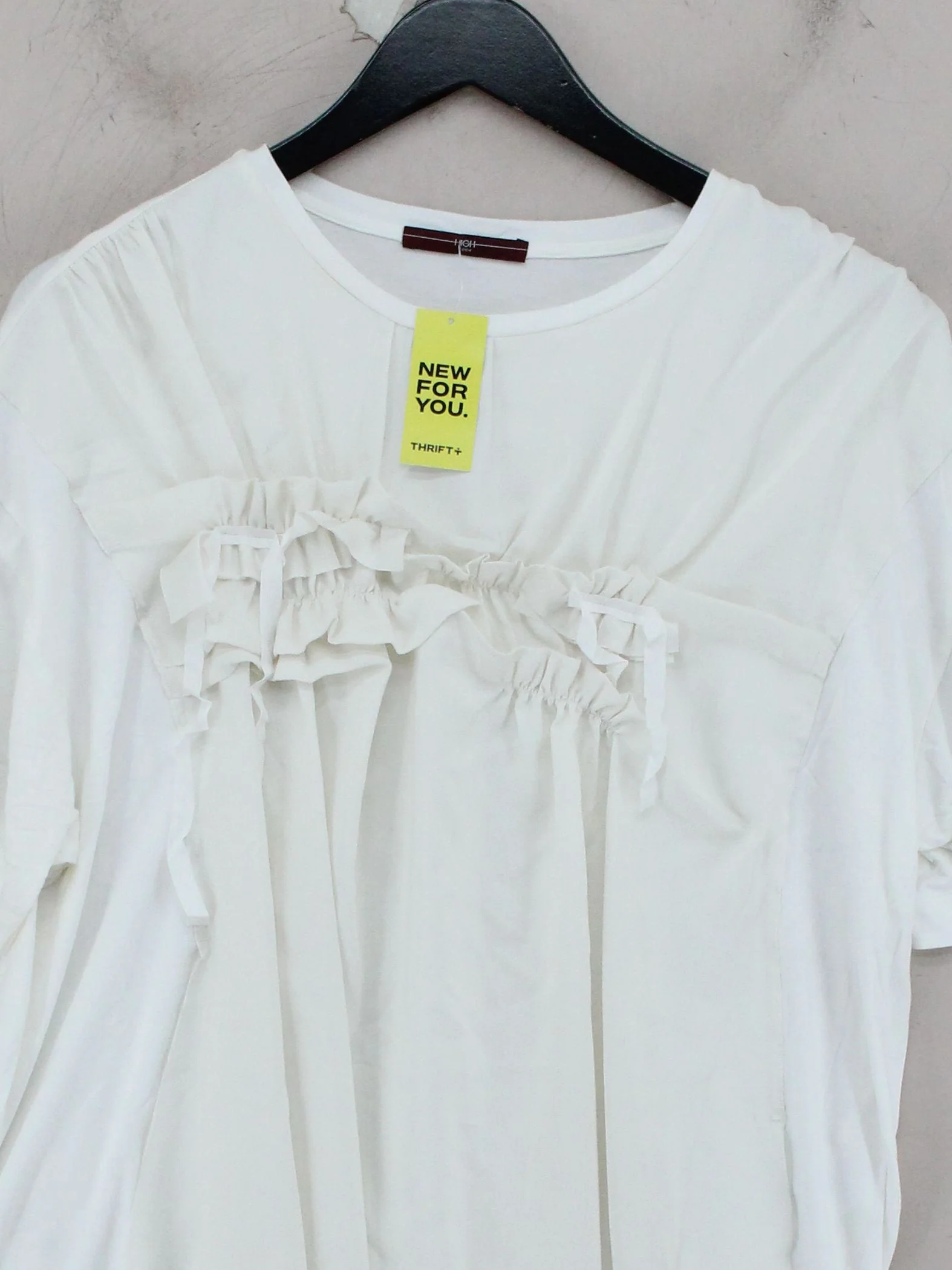 HIGH Women's Top UK 14 White Rayon with Elastane, Polyester Basic - Image 3