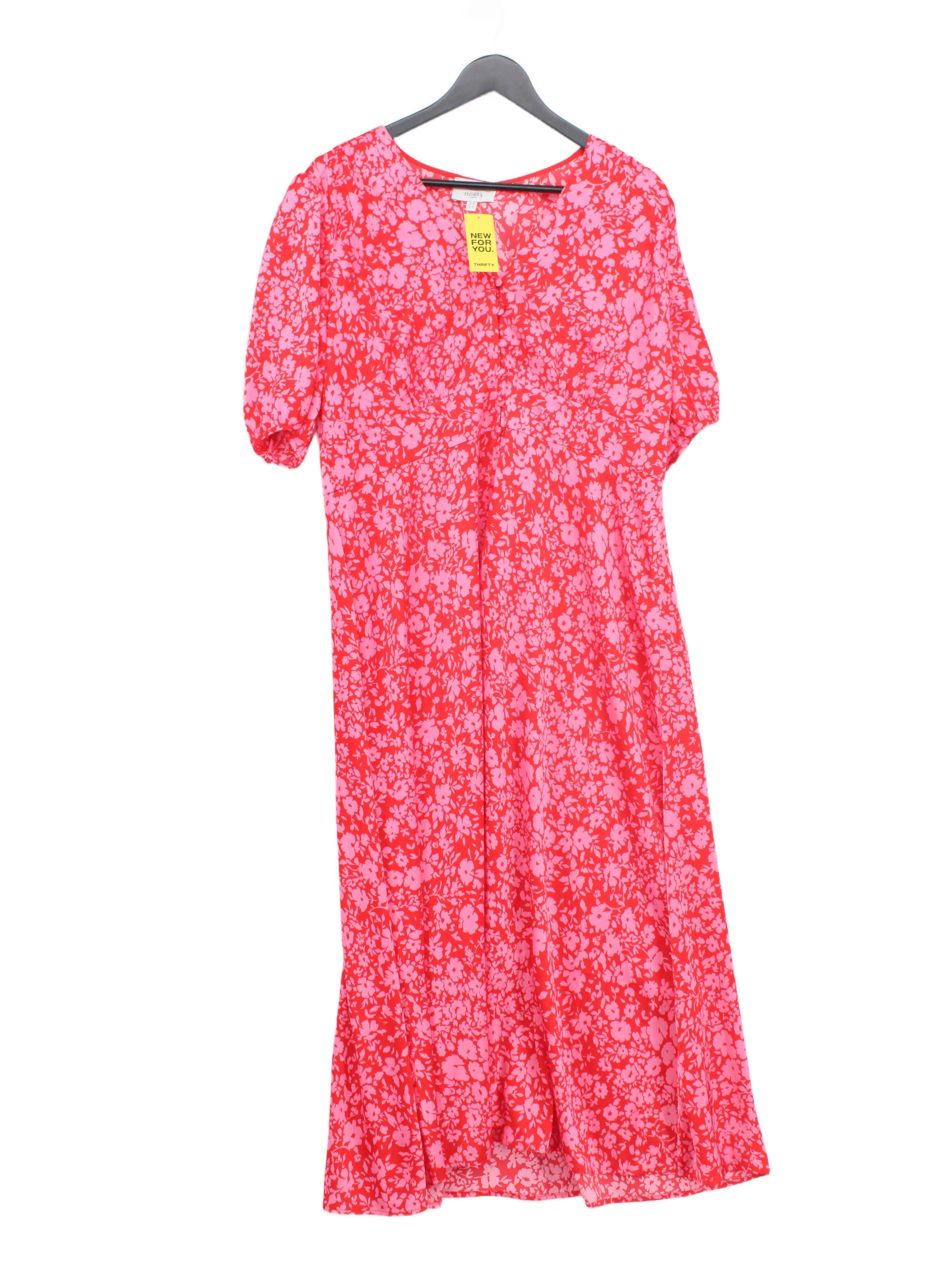 Hobbs Shirt Midi Dress UK16 in Red