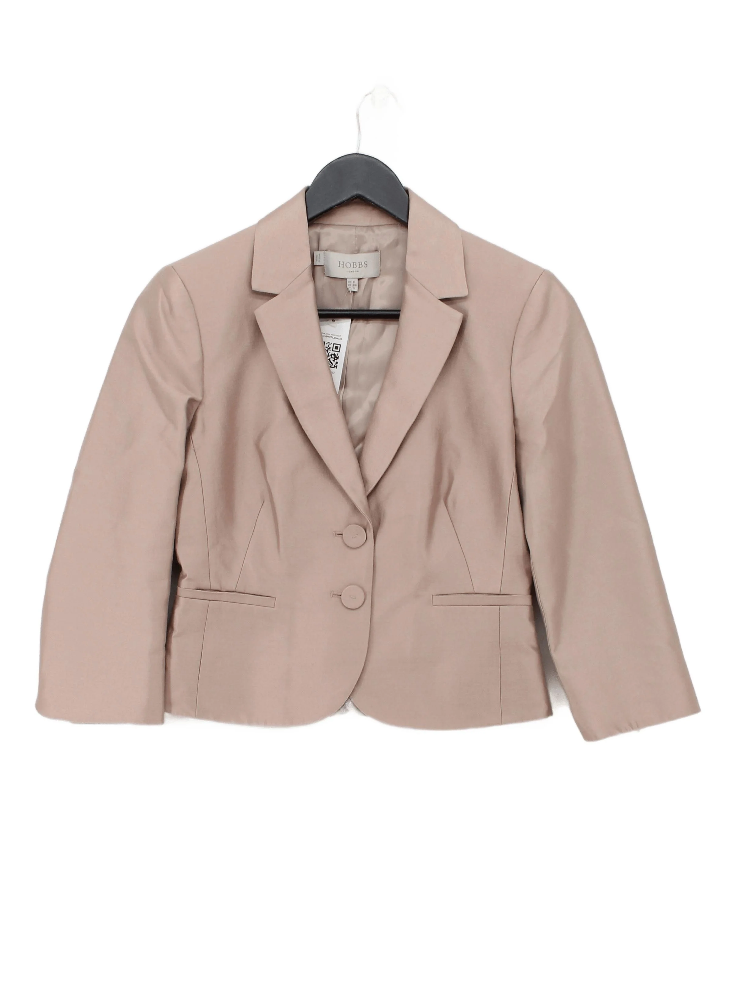 Hobbs Women's Blazer UK 8 Pink Wool with Silk Overcoat
