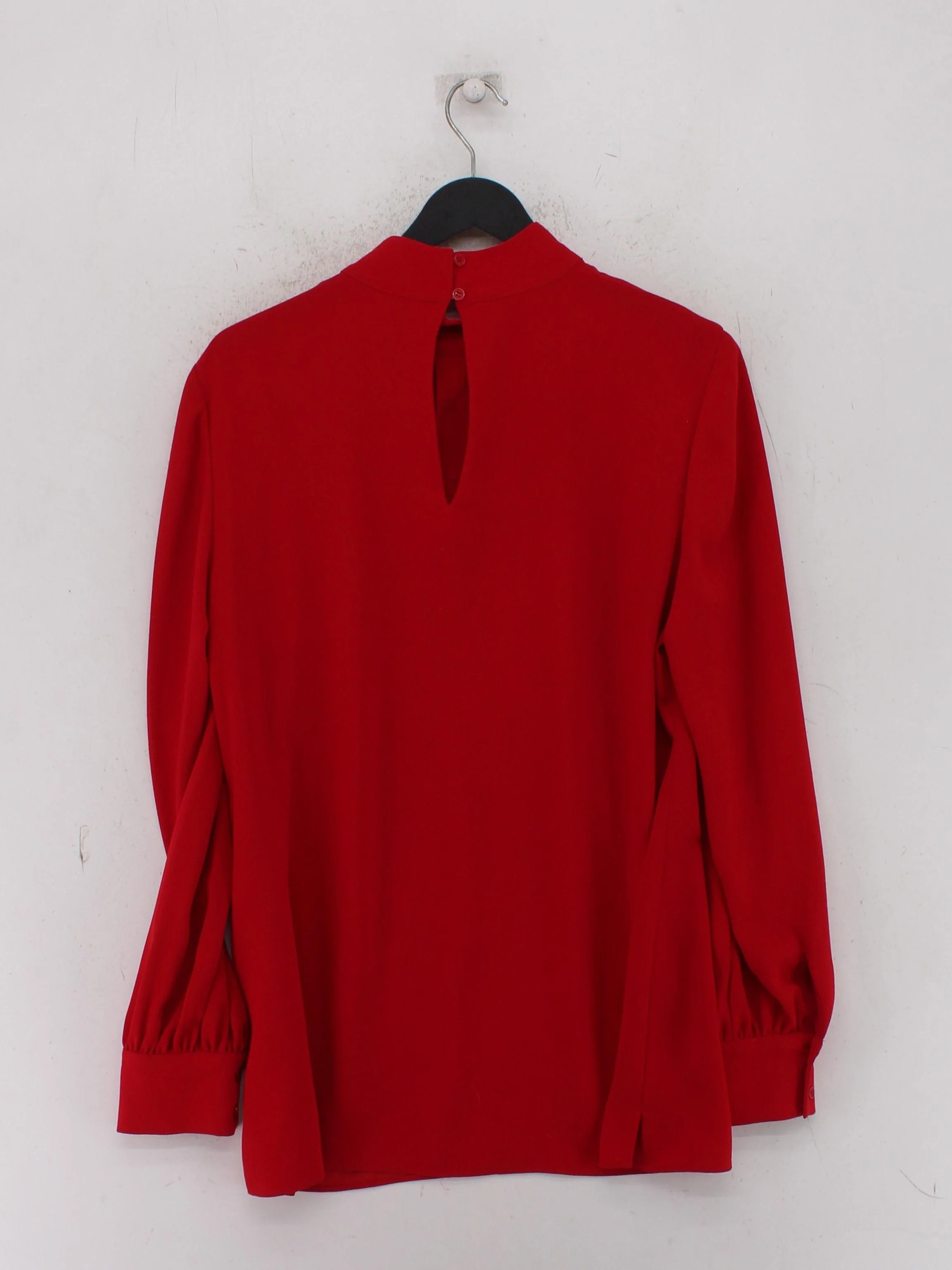 Hobbs Women's Blouse UK 12 Red 100% Polyester Long Sleeve High Neck Basic - Image 2