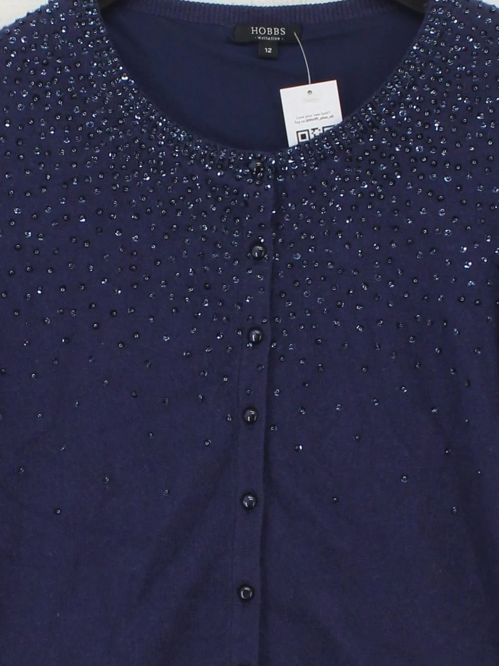 Hobbs Women's Cardigan UK 12 Blue Cotton - Image 3